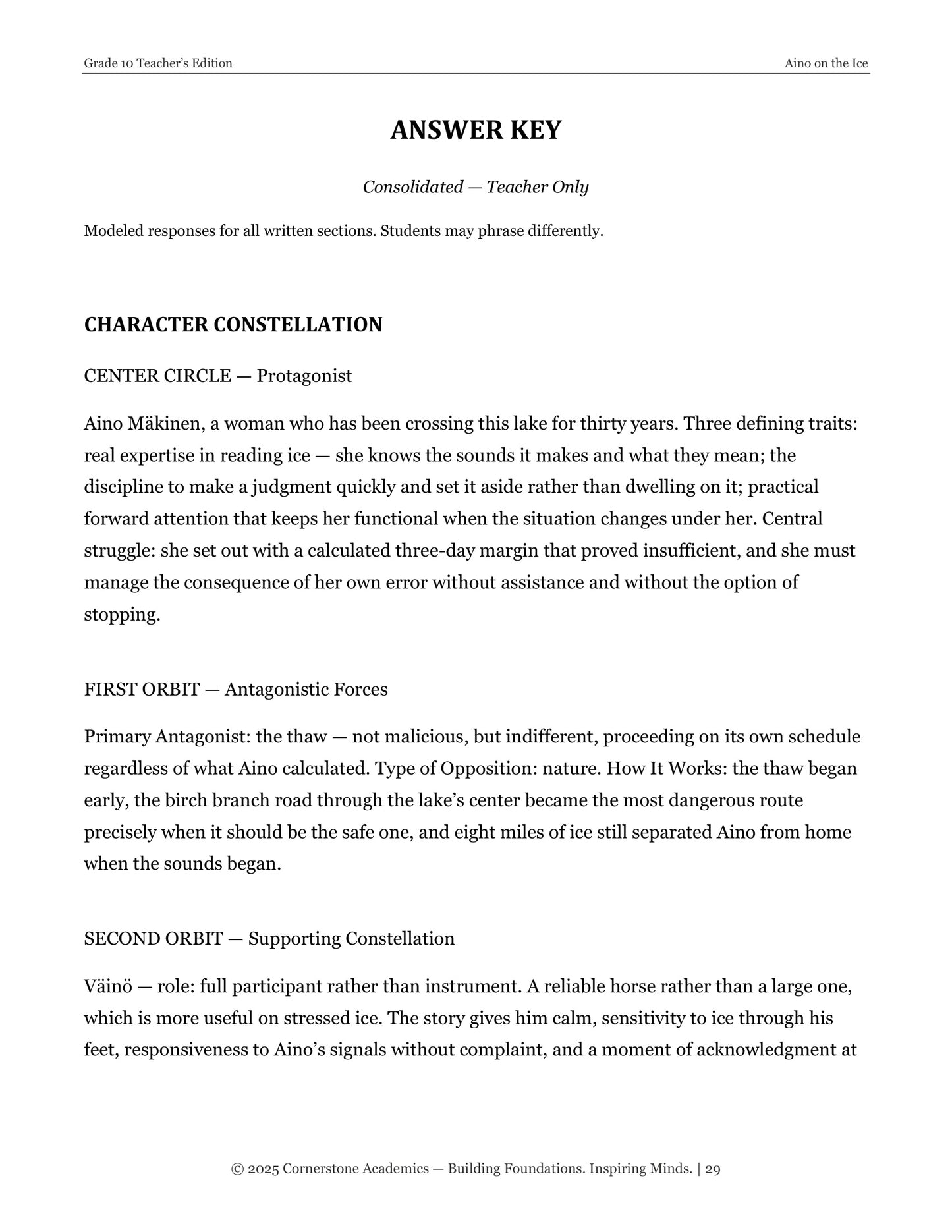 Aino on the Ice | Grade 10 Classical Literature Packet | Cornerstone Academics