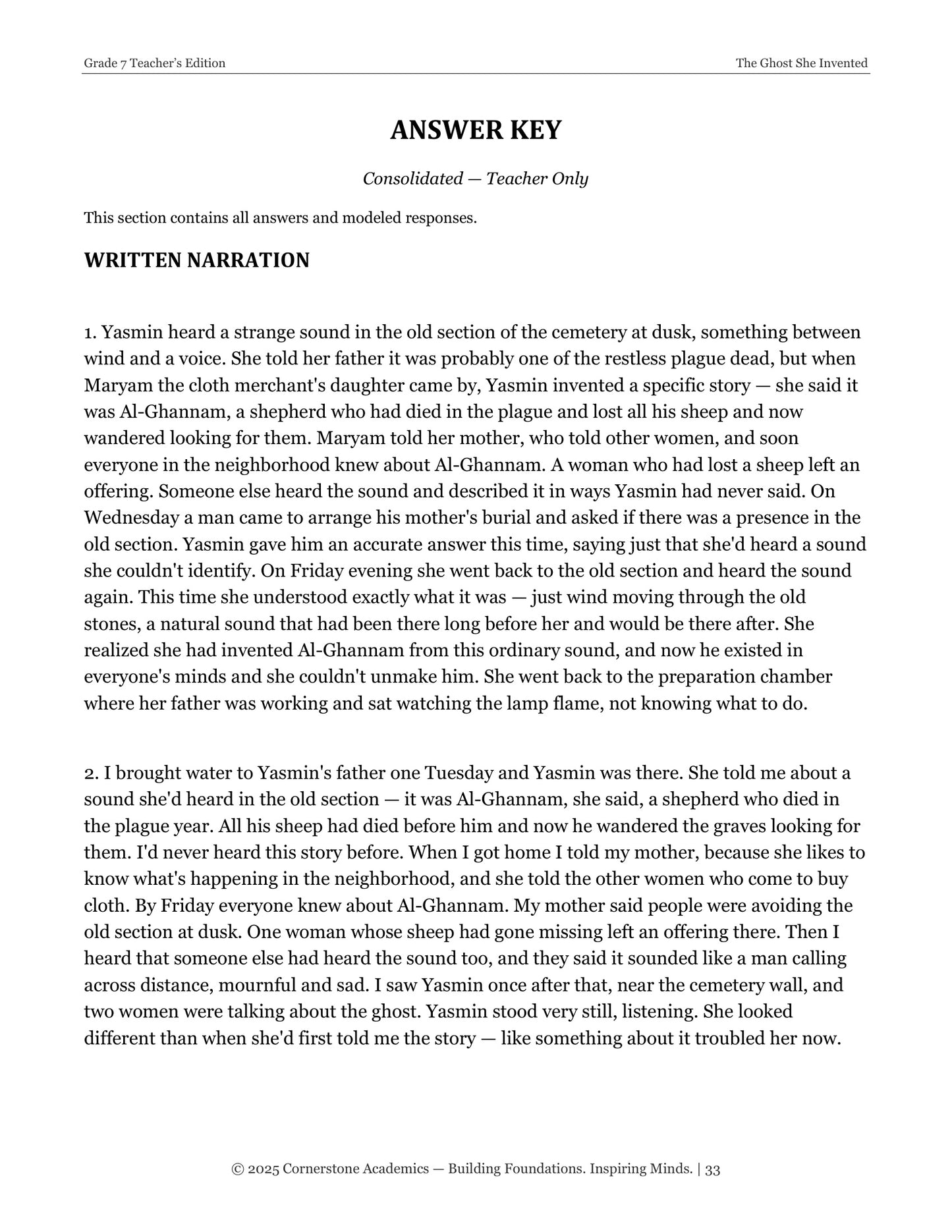 The Ghost She Invented | Grade 7 Classical Literature Packet | Cornerstone Academics