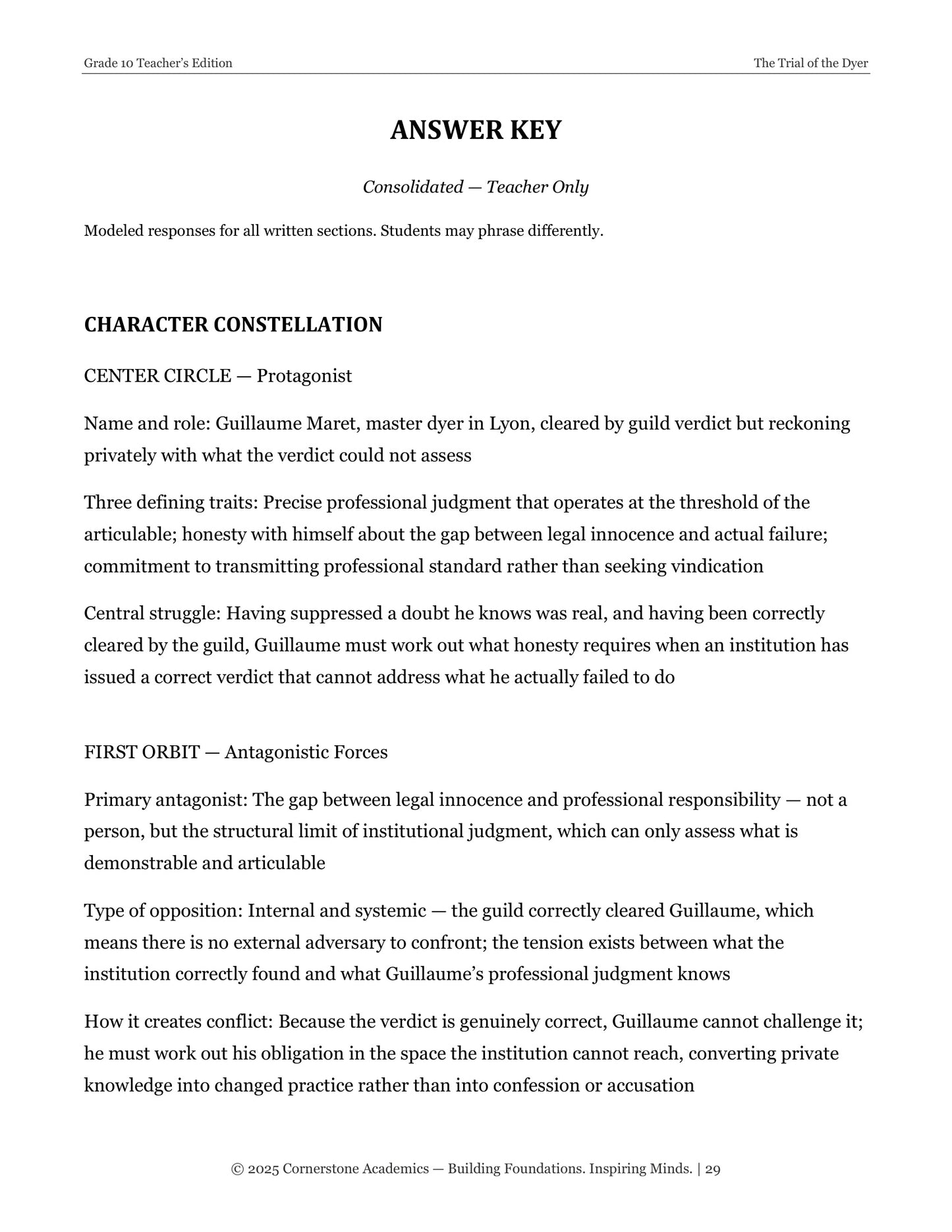 The Trial of the Dyer | Grade 10 Classical Literature Packet | Cornerstone Academics