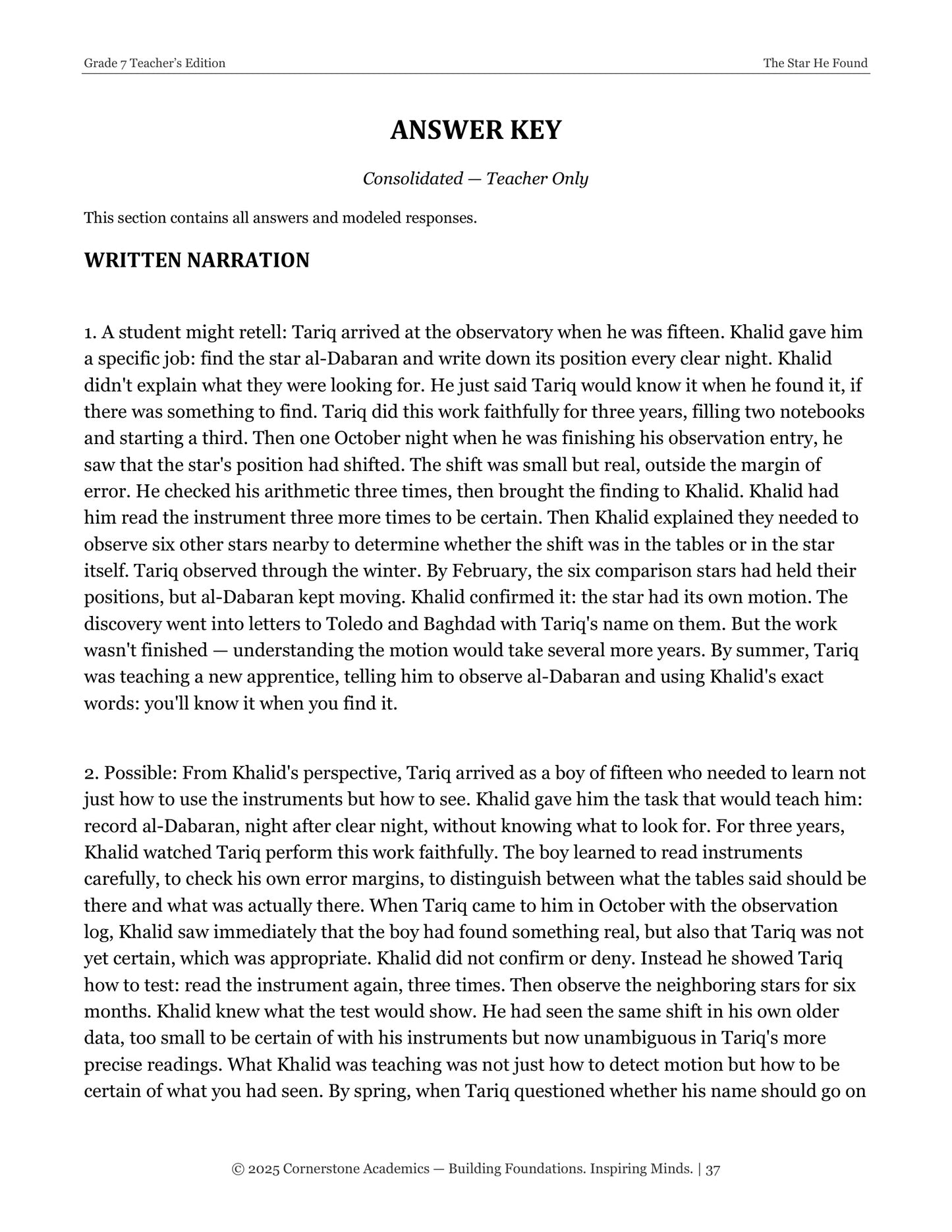 The Star He Found | Grade 7 Classical Literature Packet | Cornerstone Academics