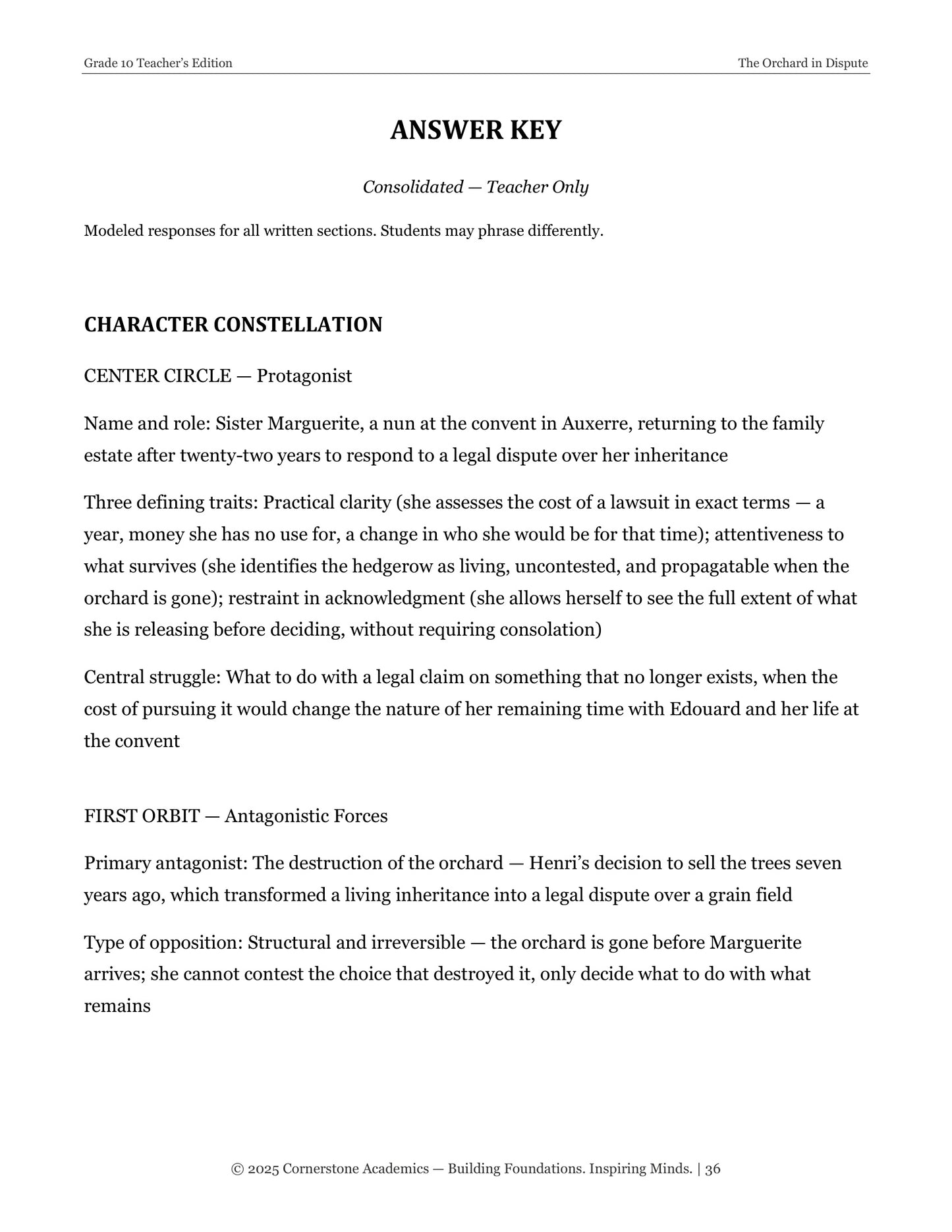 The Orchard in Dispute | Grade 10 Classical Literature Packet | Cornerstone Academics