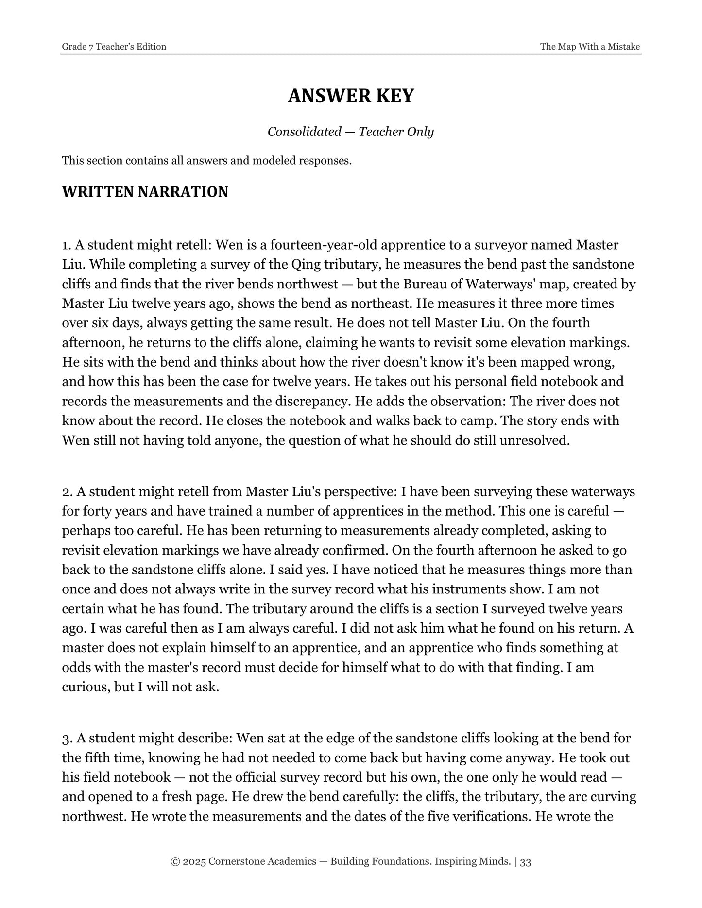 The Map With a Mistake | Grade 7 Classical Literature Packet | Cornerstone Academics