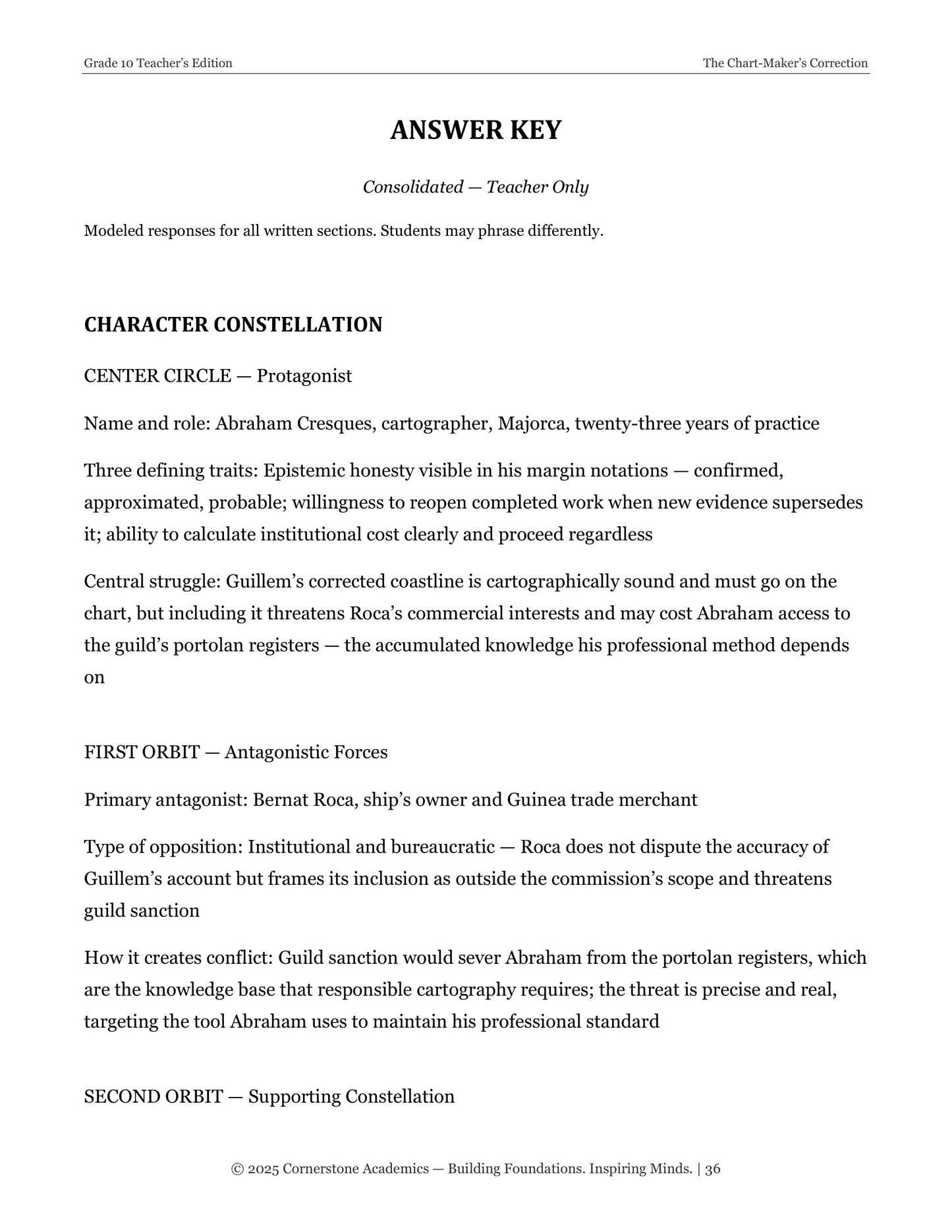 The Chart-Maker's Correction | Grade 10 Classical Literature Packet | Cornerstone Academics