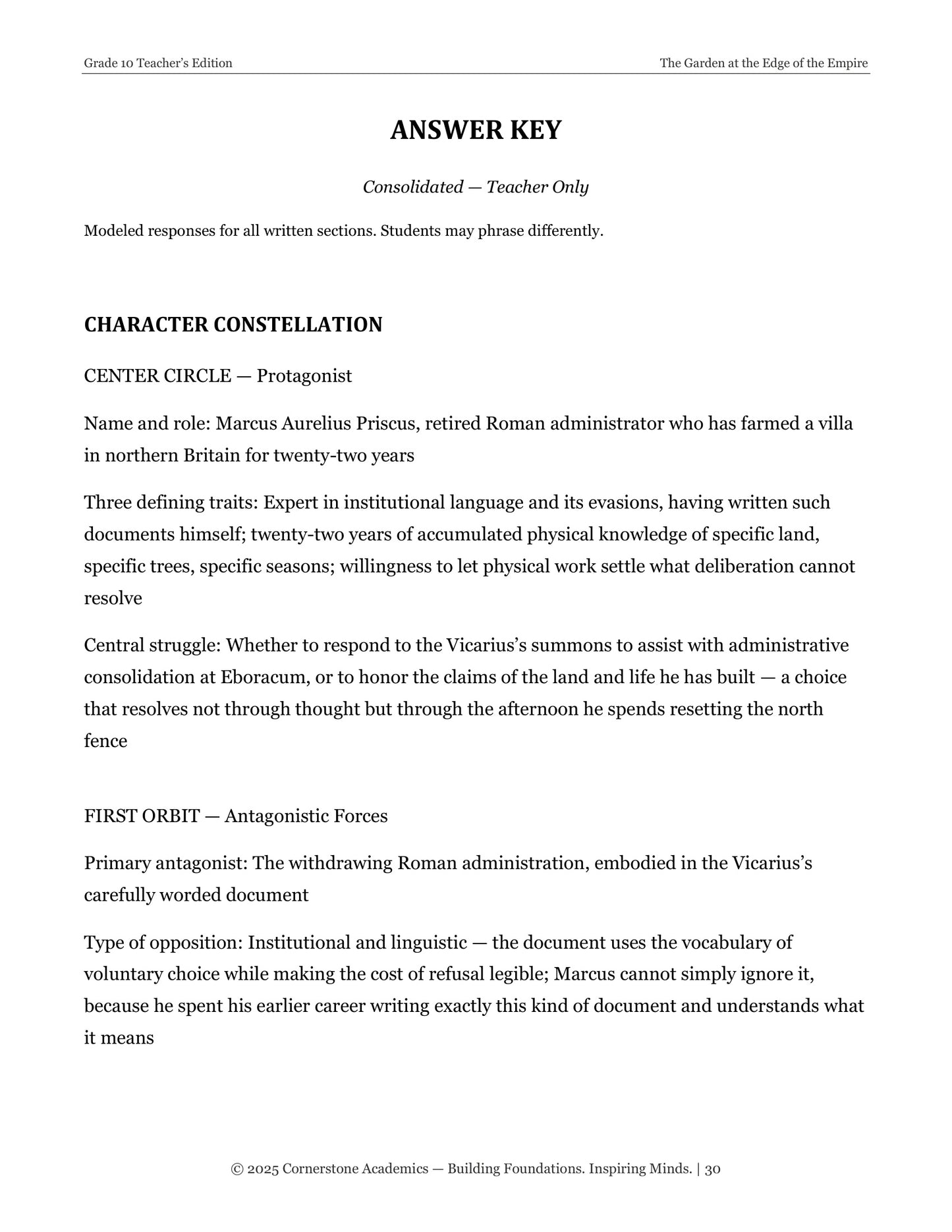 The Garden at the Edge of the Empire | Grade 10 Classical Literature Packet | Cornerstone Academics