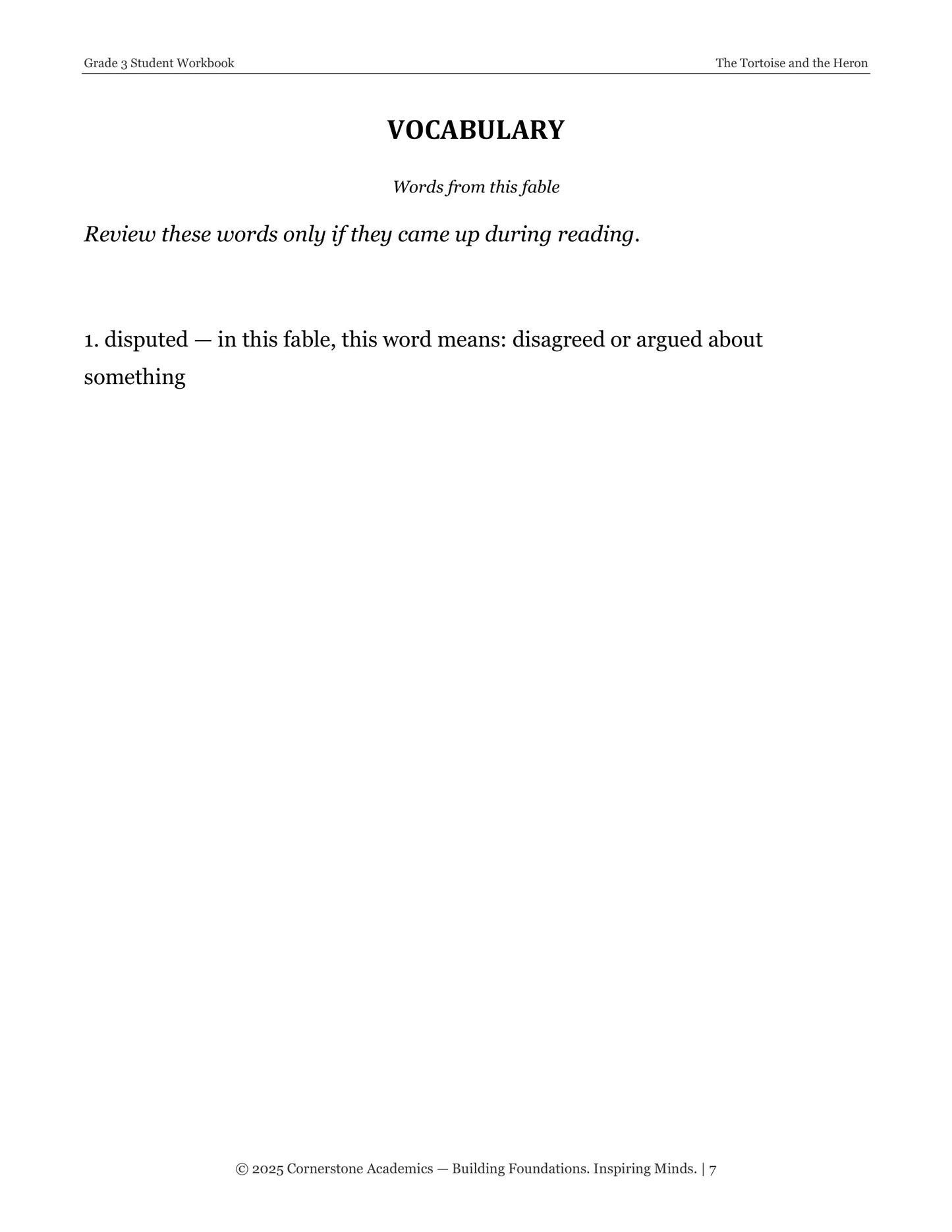 The Tortoise and the Heron and Other Fables | Grade 3 Classical Literature Packet | Cornerstone Academics