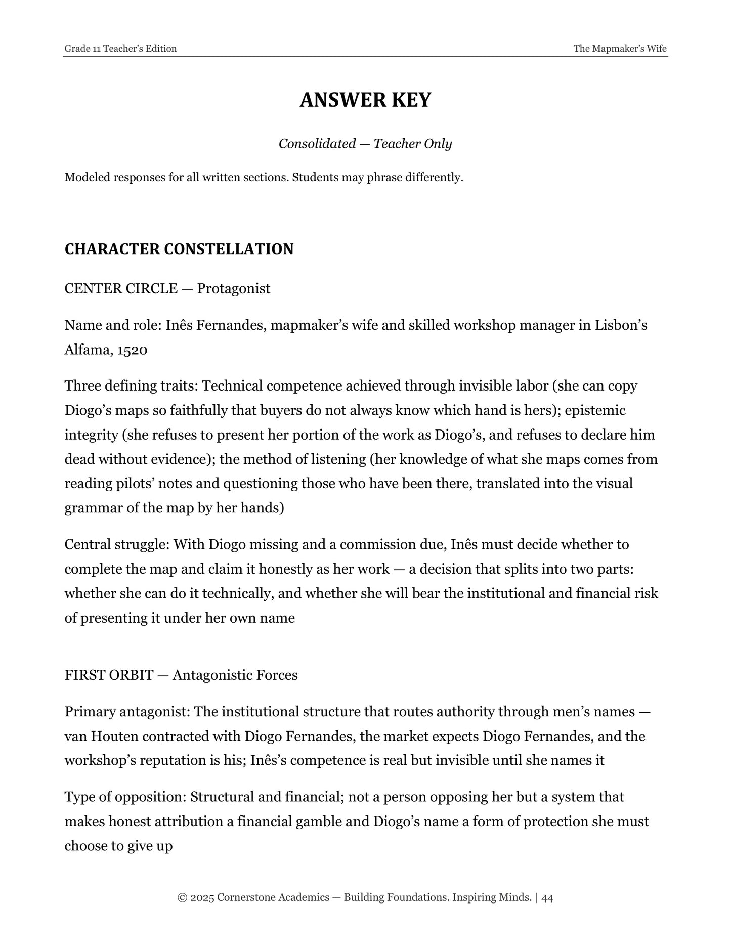 The Mapmaker's Wife | Grade 11 Classical Literature Packet | Cornerstone Academics