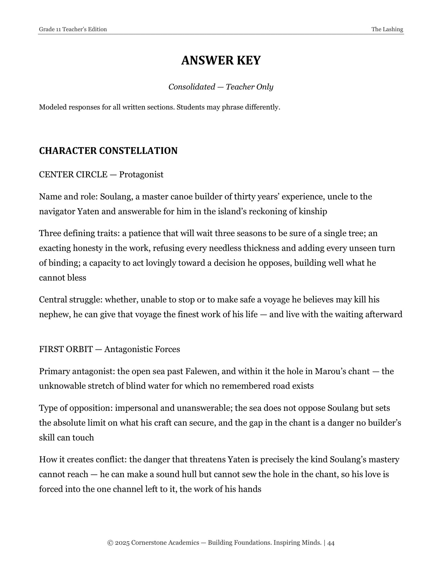 The Lashing | Grade 11 Classical Literature Packet | Cornerstone Academics