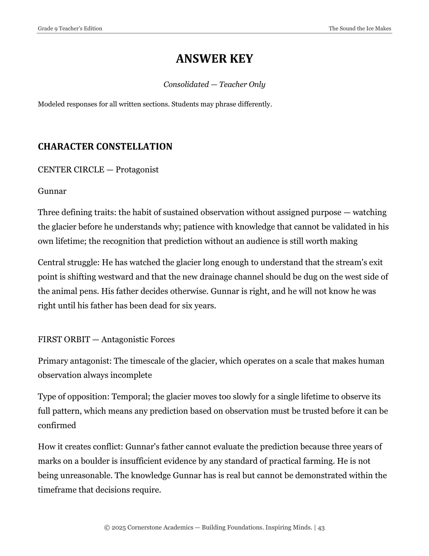 The Sound the Ice Makes | Grade 9 Classical Literature Packet | Cornerstone Academics