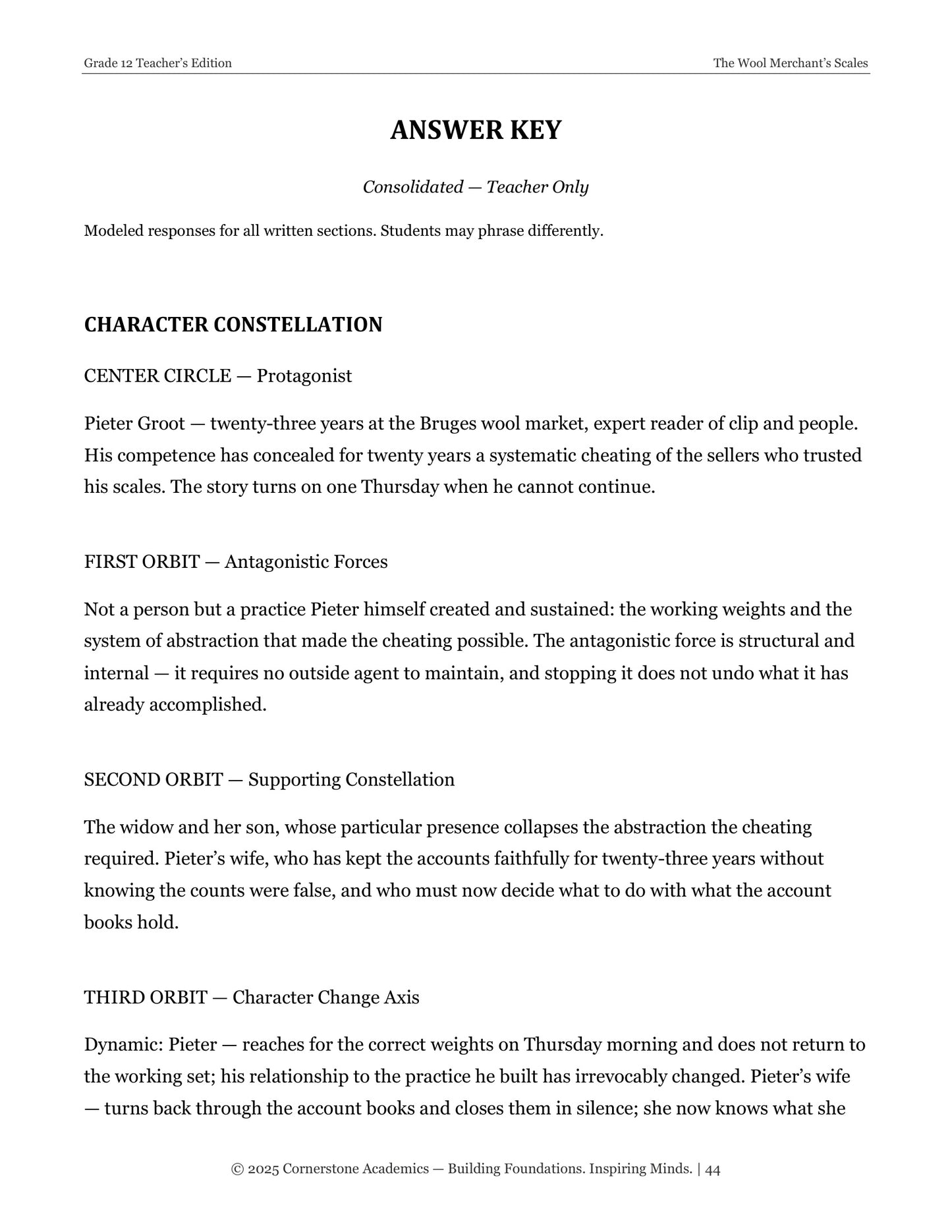 The Wool Merchant’s Scales | Grade 12 Classical Literature Packet | Cornerstone Academics