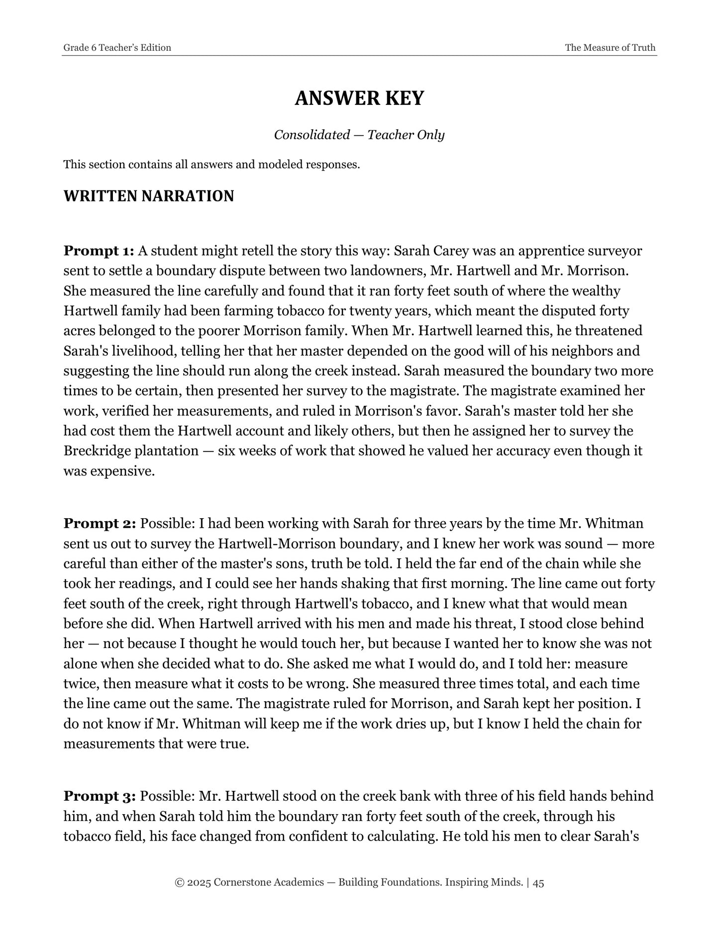The Measure of Truth | Grade 6 Classical Literature Packet | Cornerstone Academics