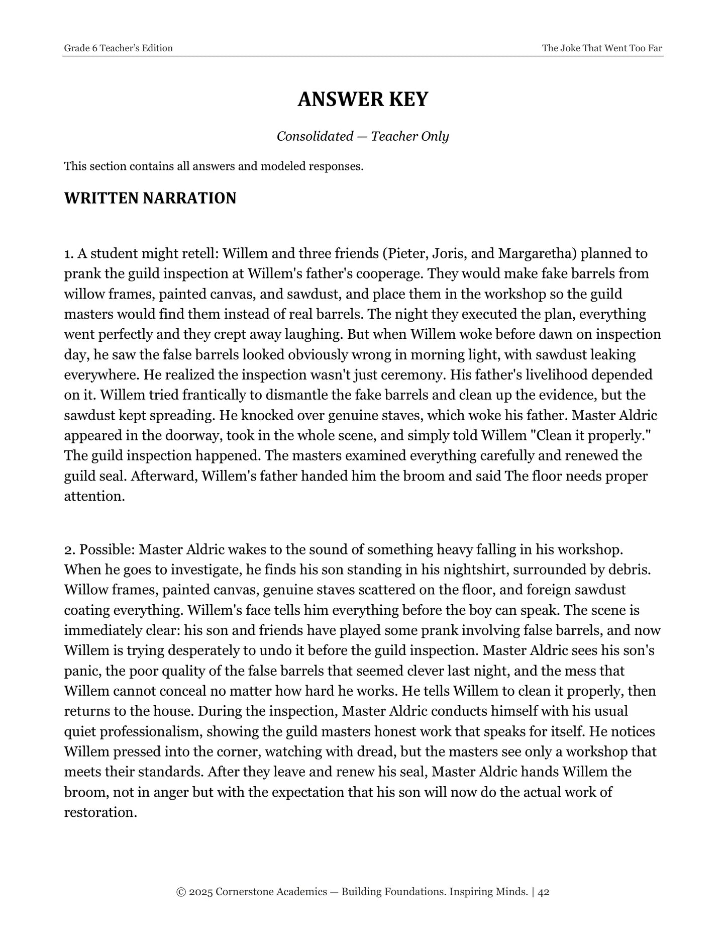 The Joke That Went Too Far | Grade 6 Classical Literature Packet | Cornerstone Academics