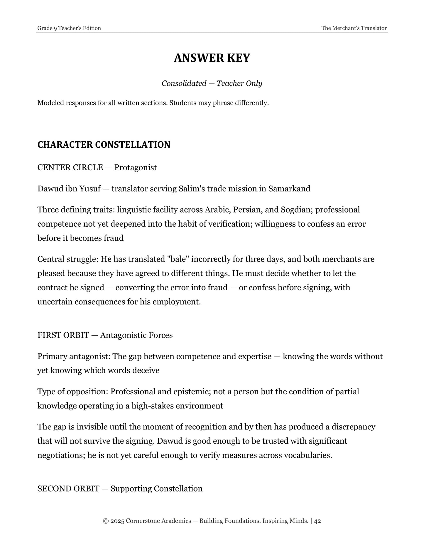 The Merchant's Translator | Grade 9 Classical Literature Packet | Cornerstone Academics