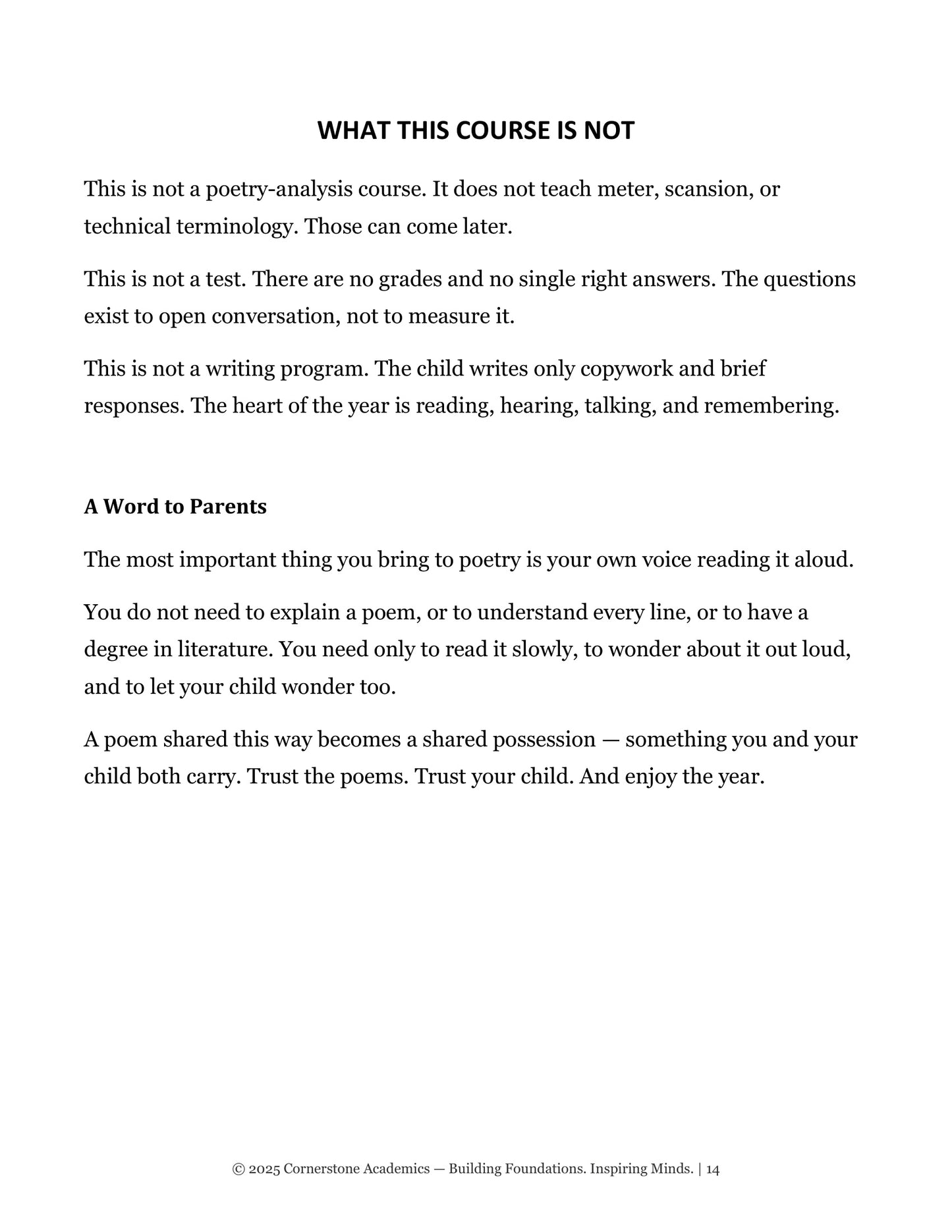 Vanguard Literature Grade 3 — Poetry Companion Teacher's Edition | Cornerstone Academics