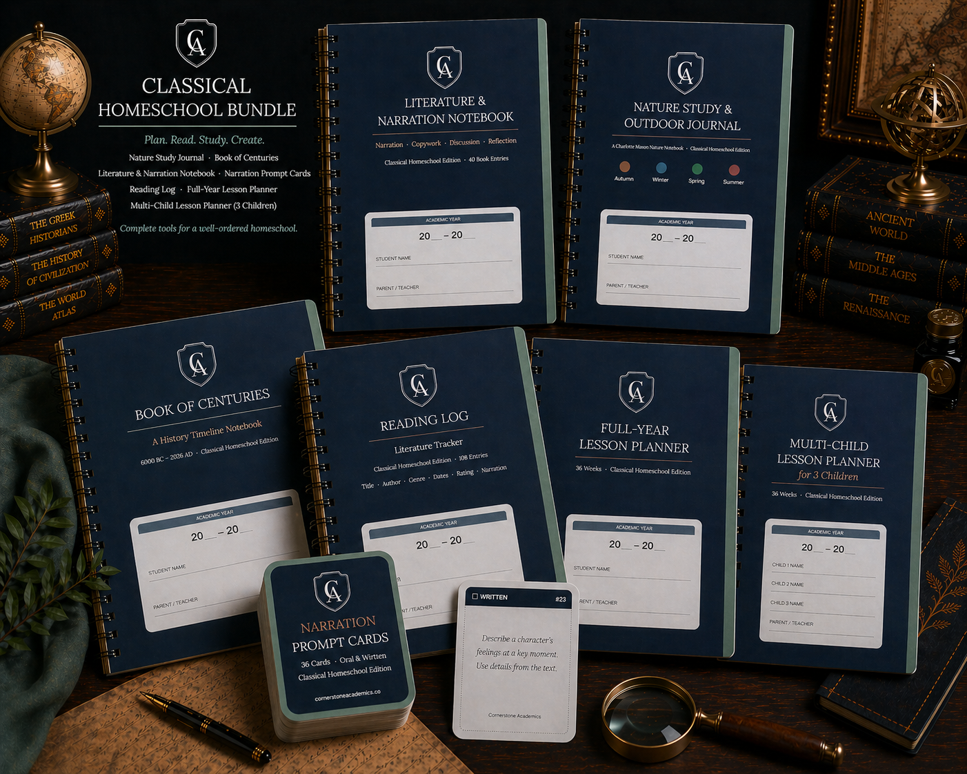 Ultimate Cornerstone System — For 3 Students | Complete Classical Homeschool Planning Library