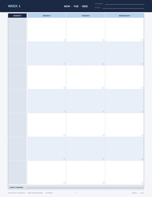 Cornerstone Academics Multi-Child Lesson Planner – 4 Students (Free)