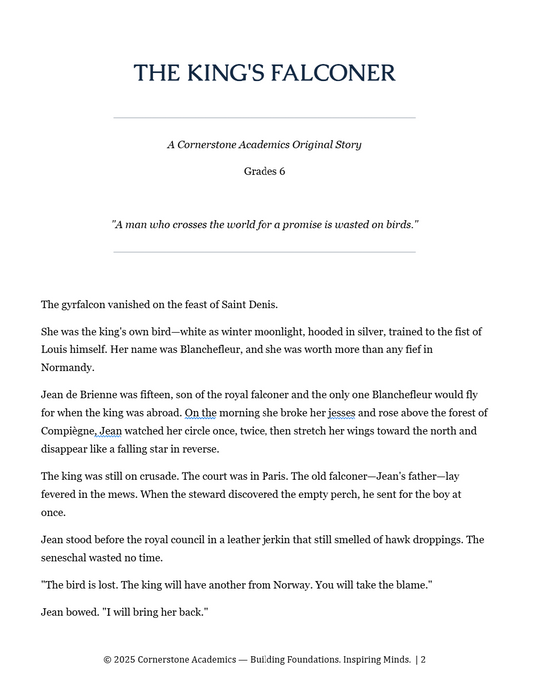 6th Grade Classical Literature Curriculum