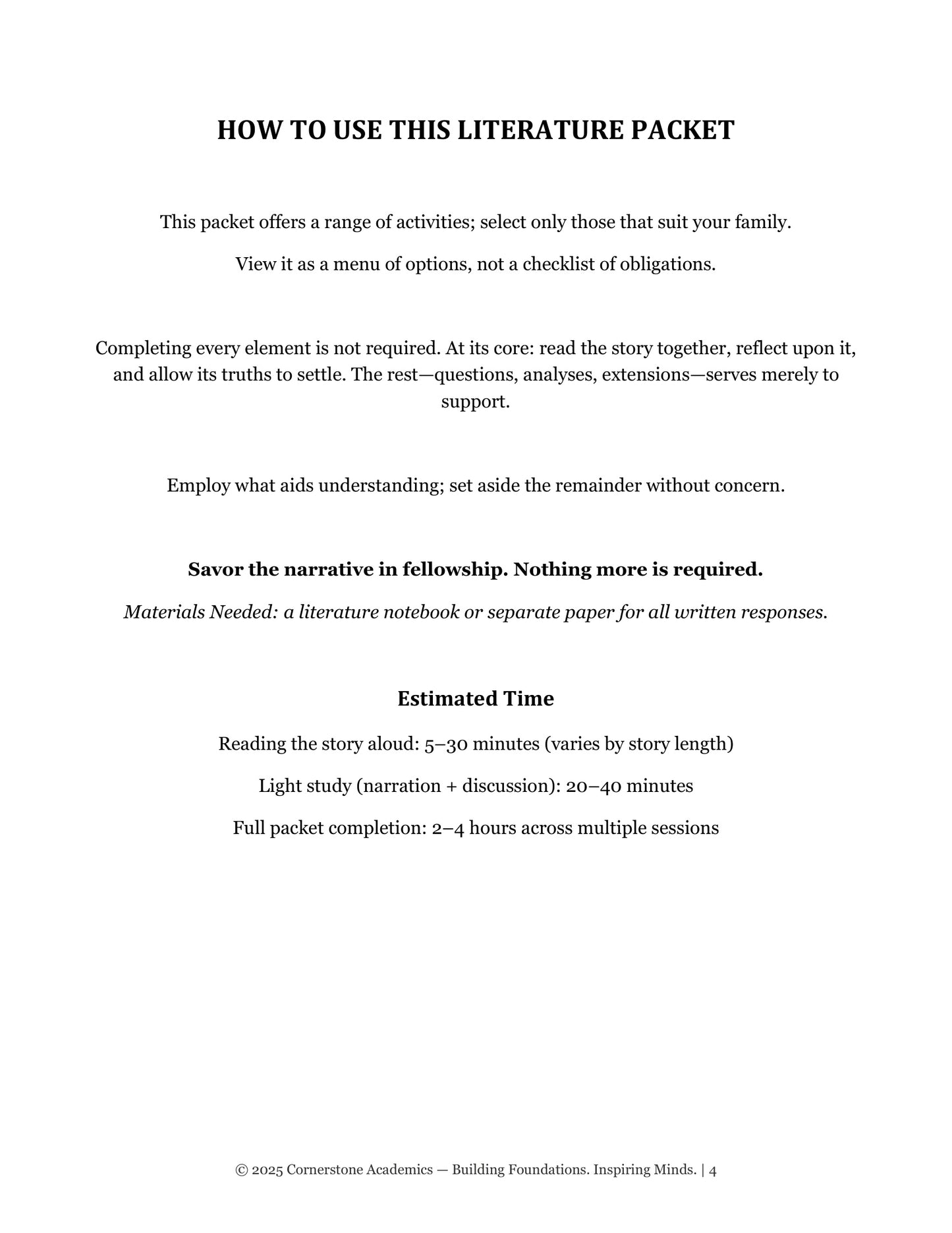 The Wrong Merchant | Grade 7 Classical Literature Packet | Cornerstone Academics