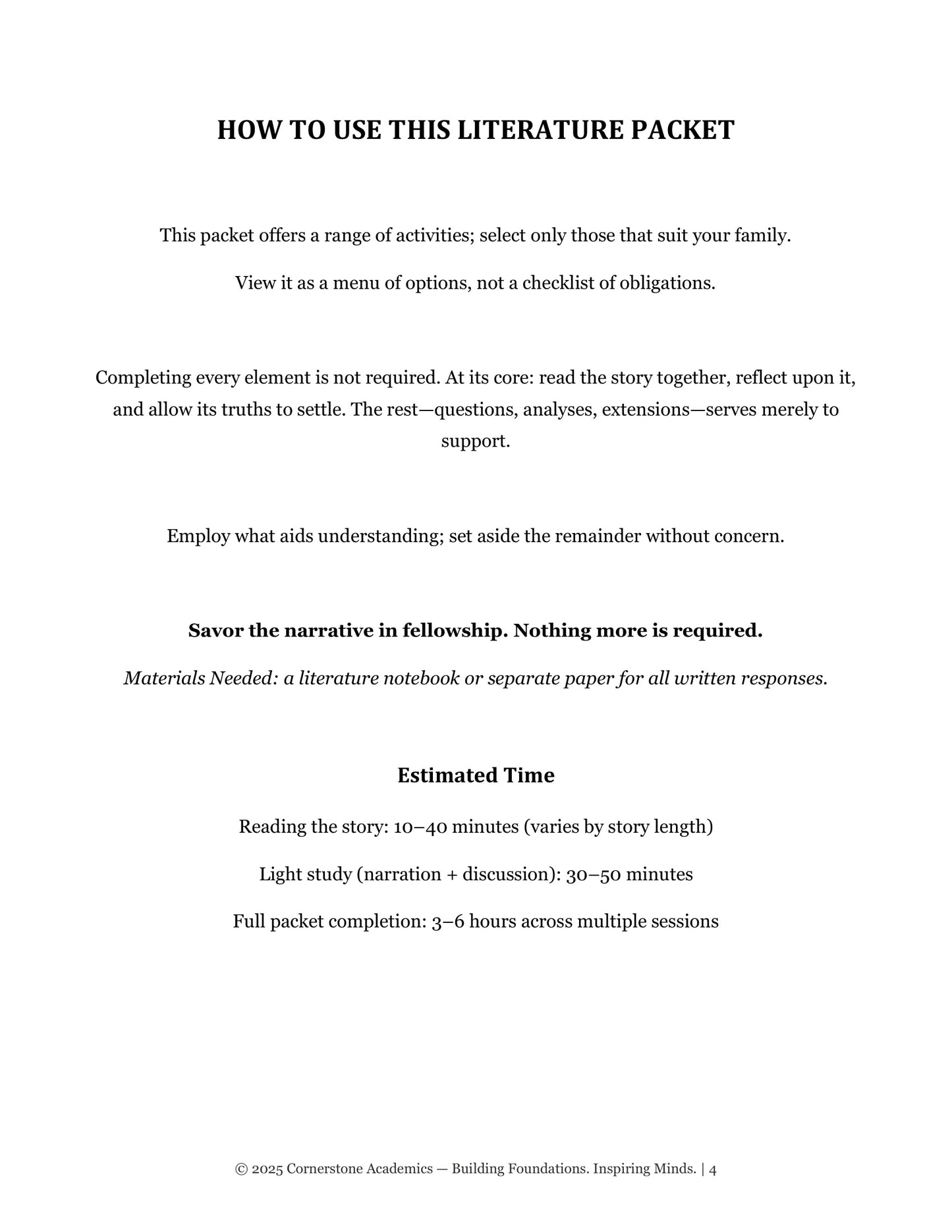 The Wrong Saint | Grade 9 Classical Literature Packet | Cornerstone Academics