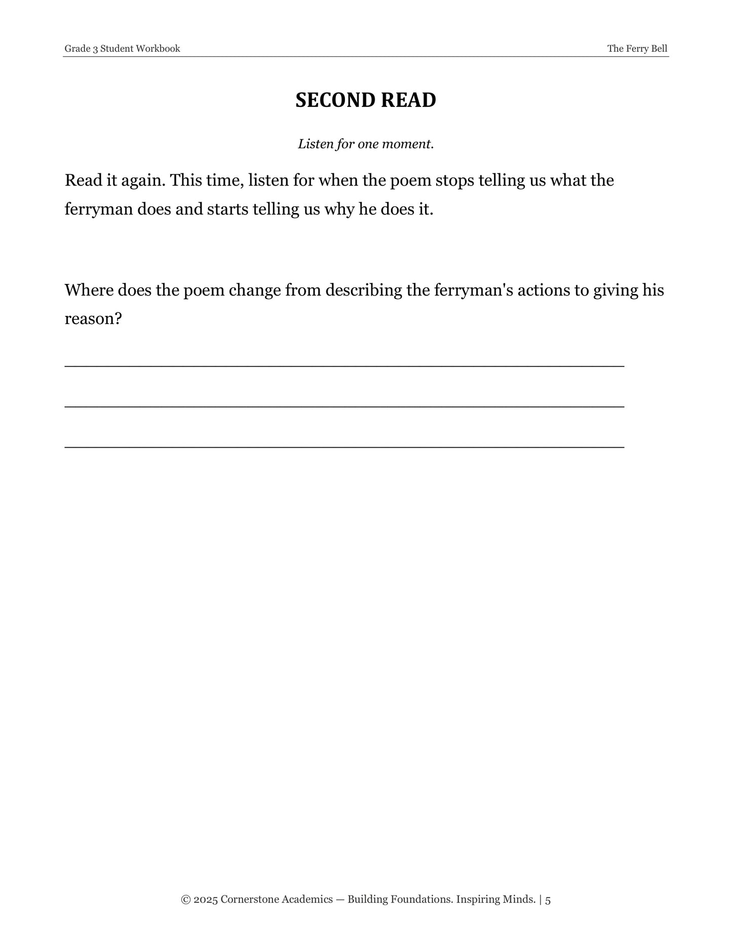 Poetry Immersion Week | Grade 3 Classical Literature Packet | Cornerstone Academics