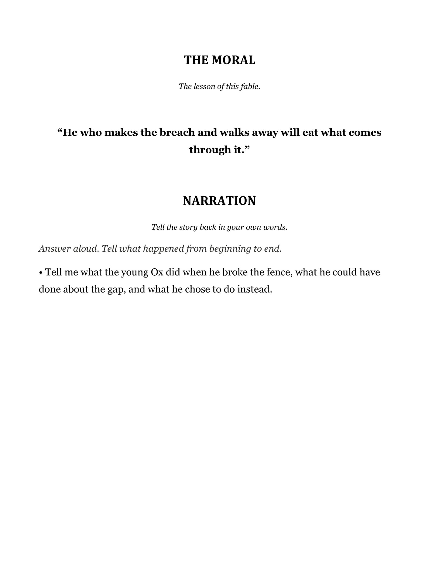 The Young Ox and the Broken Fence and Other Fables | Grade 4 Classical Literature Packet | Cornerstone Academics