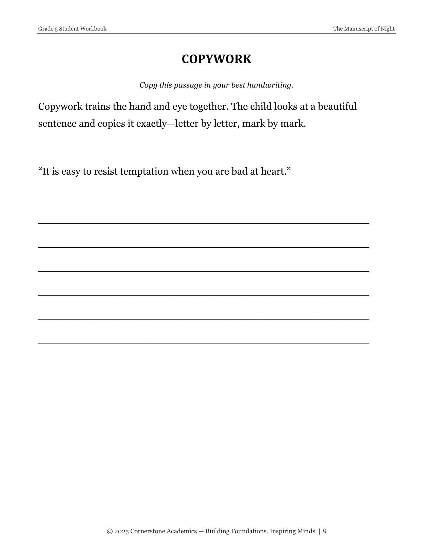 The Manuscript of Night and Other Fairy Tales | Grade 5 Classical Literature Packet | Cornerstone Academics