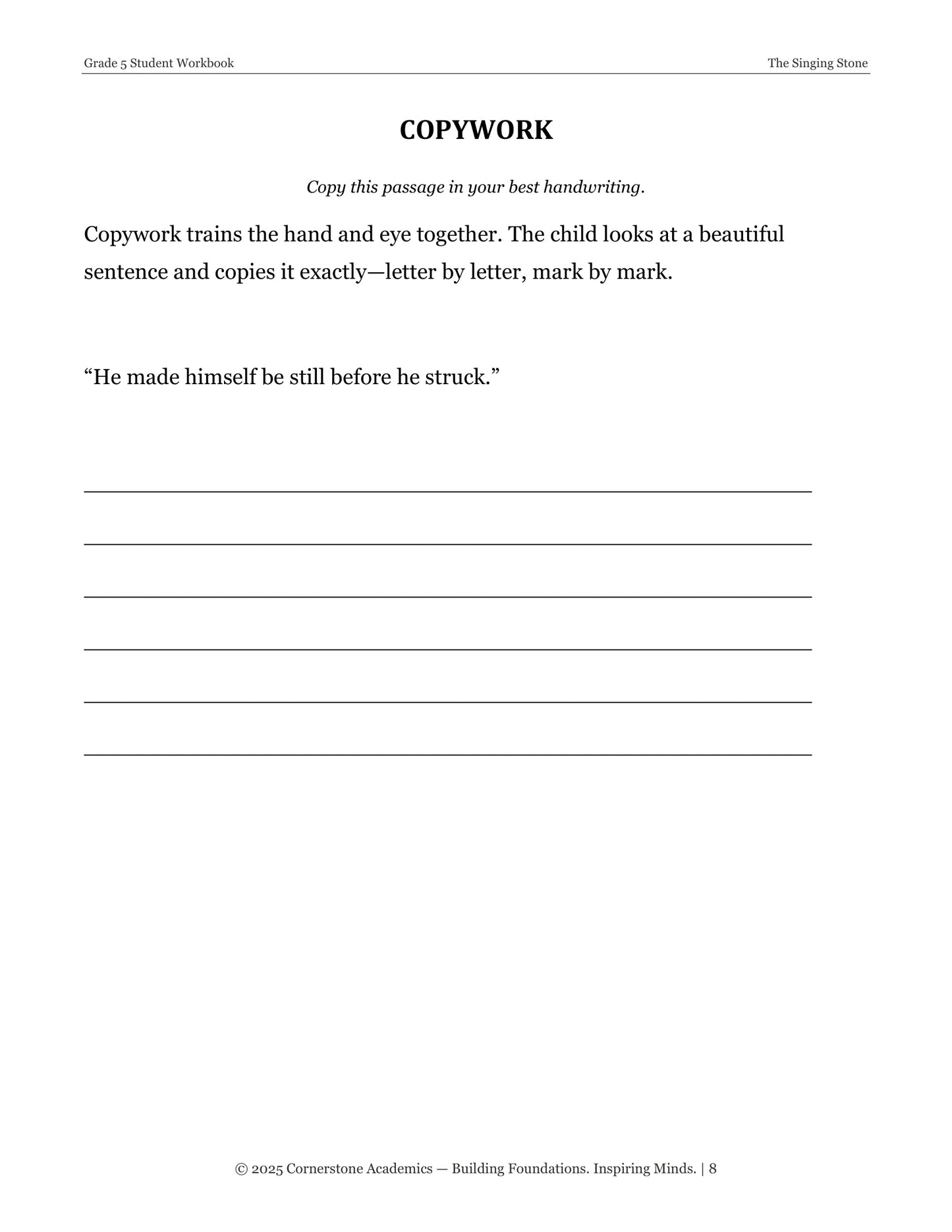 The Singing Stone and Other Fairy Tales | Grade 5 Classical Literature Packet | Cornerstone Academics