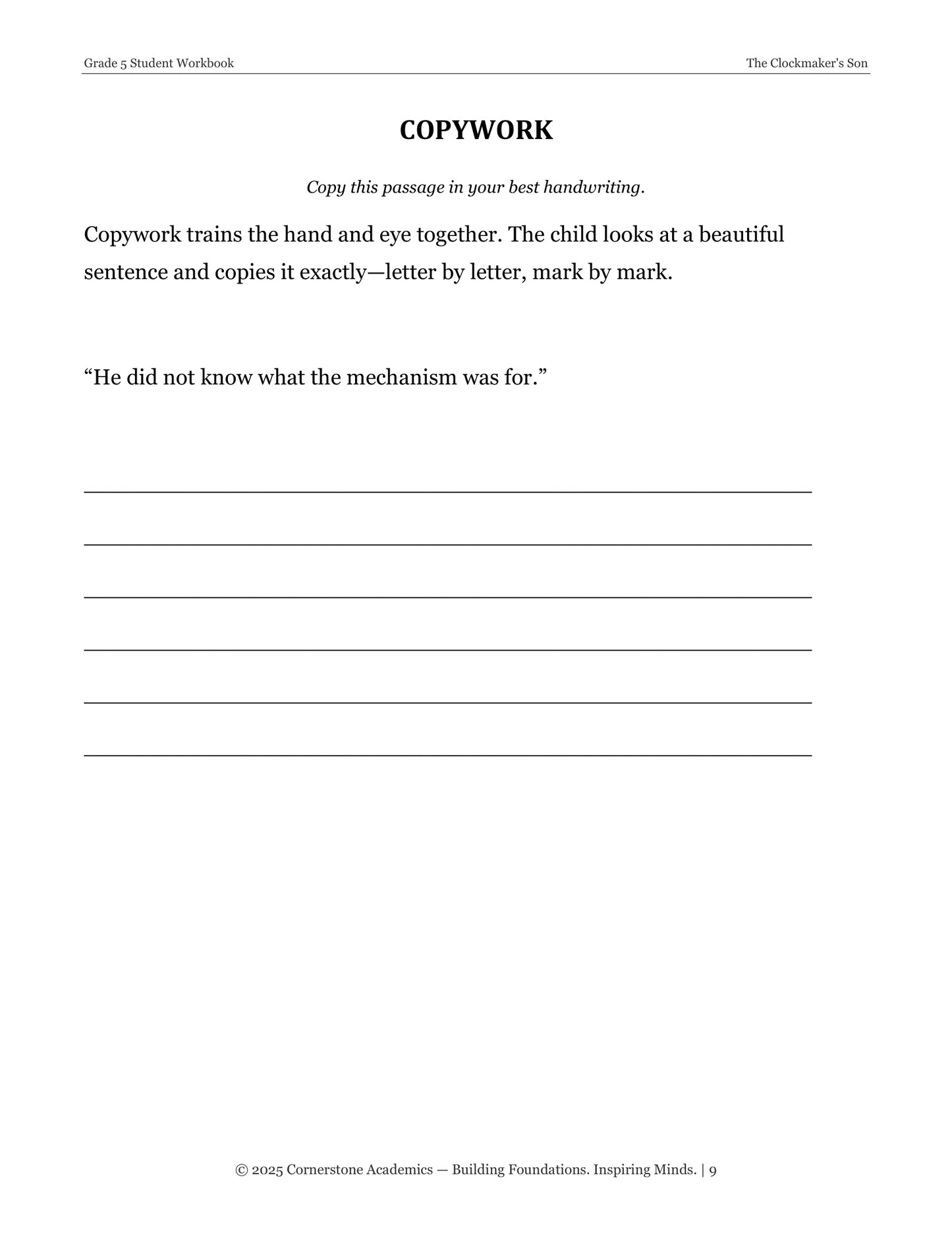 The Clockmaker's Son and Other Fairy Tales | Grade 5 Classical Literature Packet | Cornerstone Academics