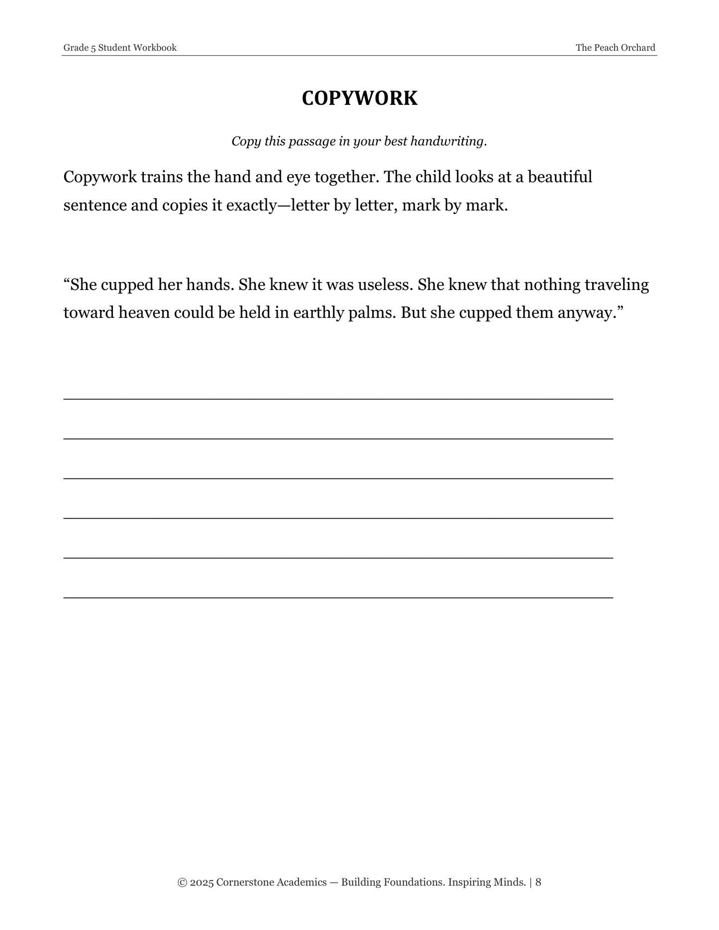 The Peach Orchard and Other Fairy Tales | Grade 5 Classical Literature Packet | Cornerstone Academics