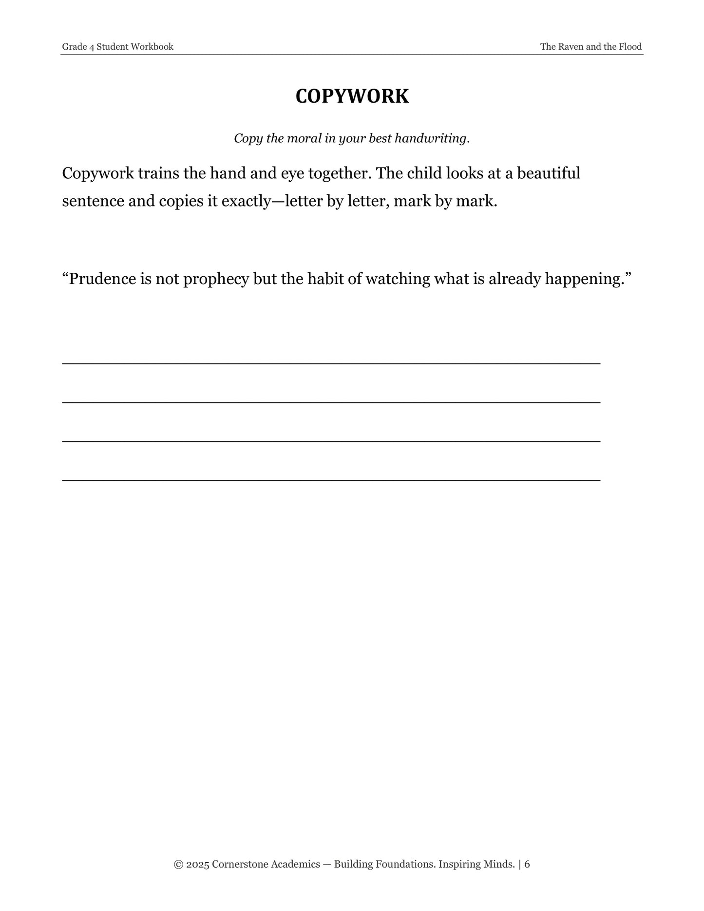 The Raven and the Flood and Other Fables | Grade 4 Classical Literature Packet | Cornerstone Academics