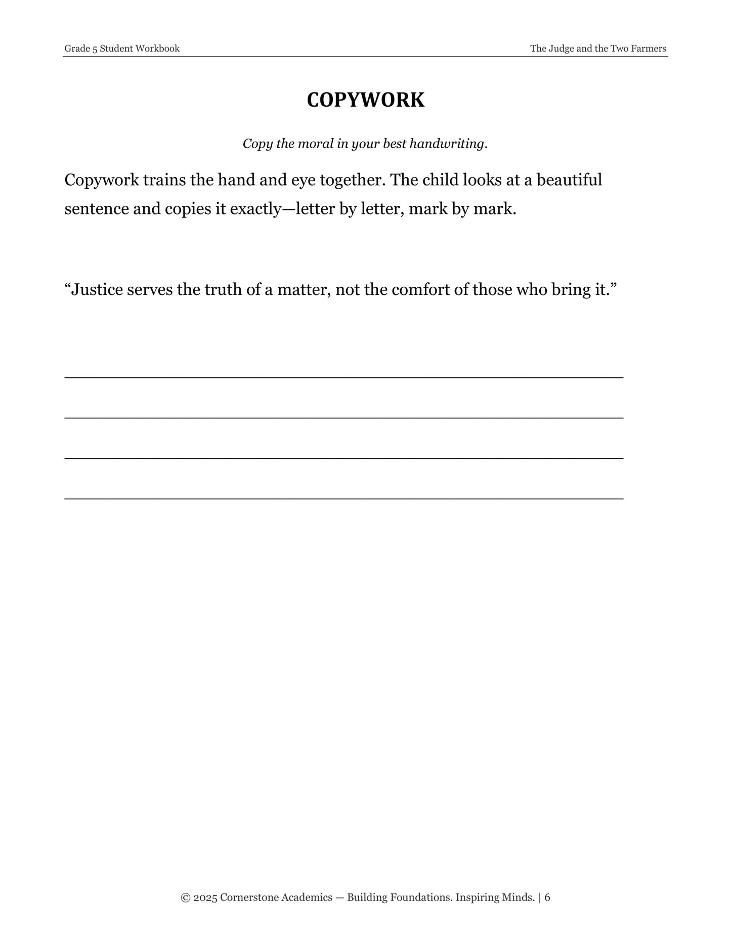 The Judge and the Two Farmers and Other Fables | Grade 5 Classical Literature Packet | Cornerstone Academics