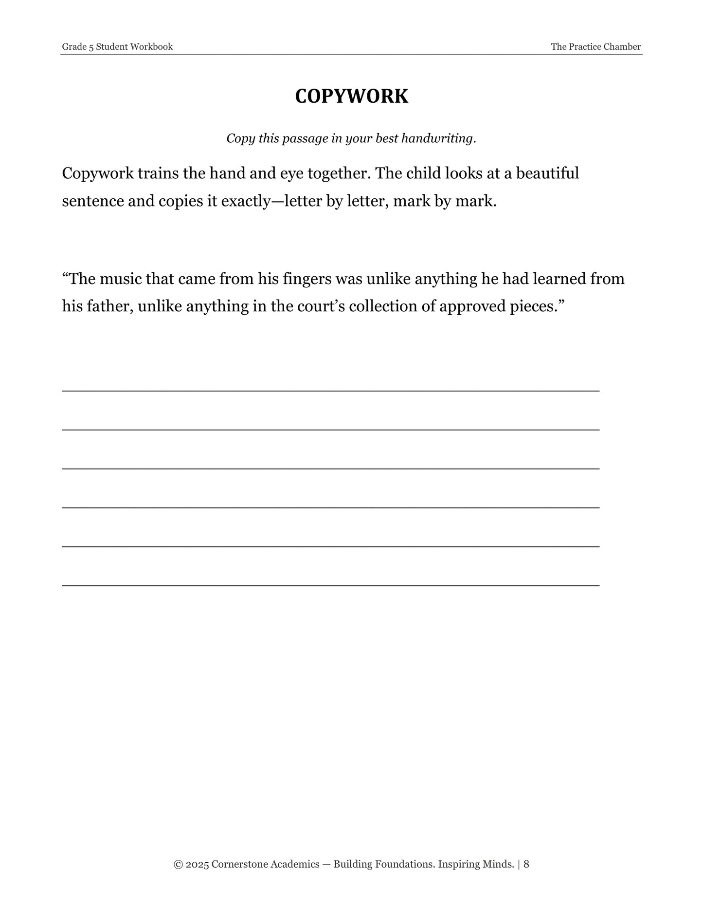 The Practice Chamber and Other Fairy Tales | Grade 5 Classical Literature Packet | Cornerstone Academics