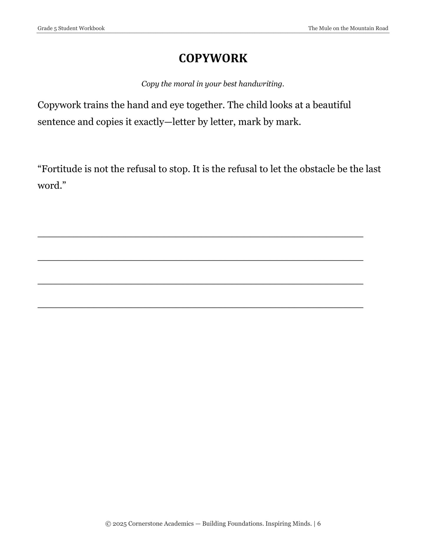 The Mule on the Mountain Road and Other Fables | Grade 5 Classical Literature Packet | Cornerstone Academics