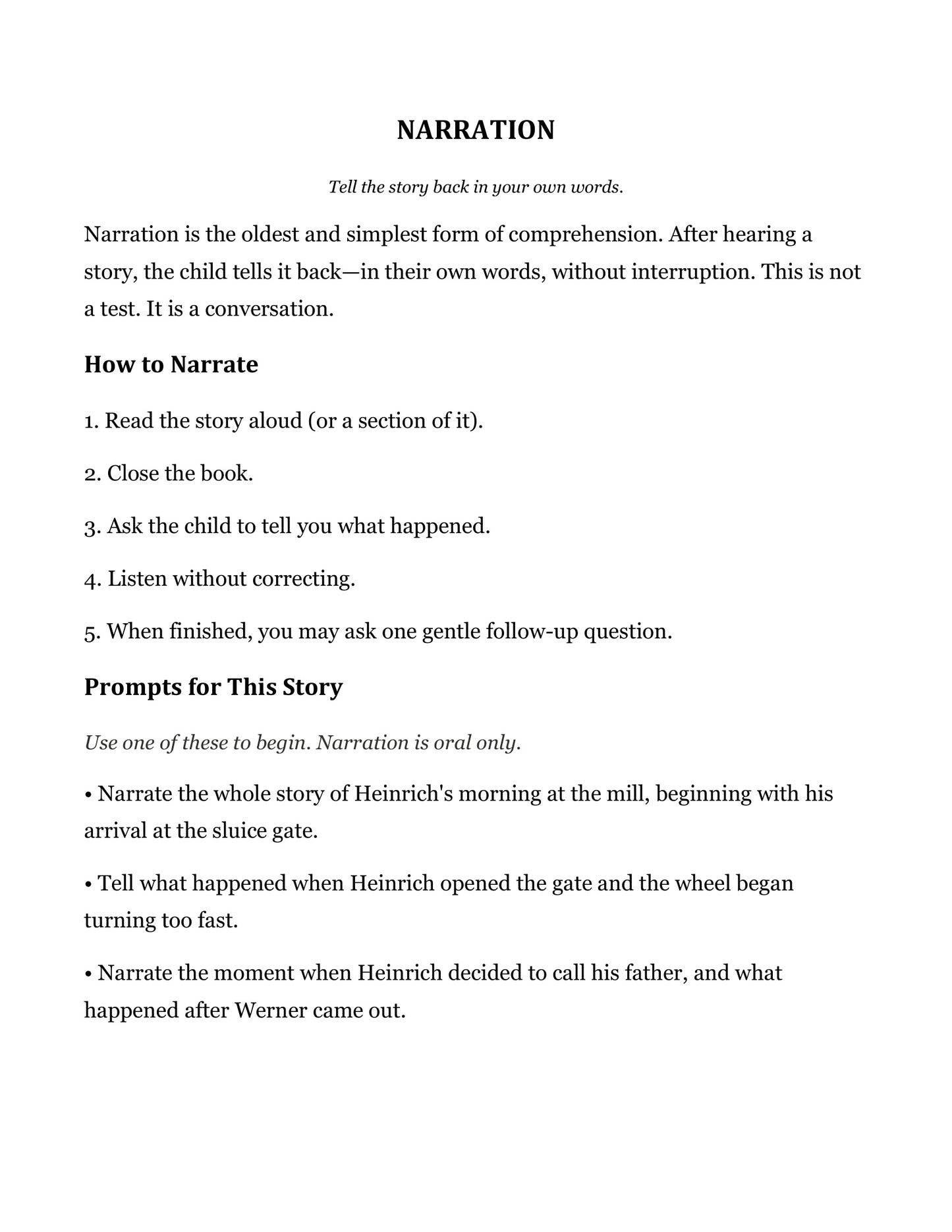 The Miller's Morning | Grade 3 Classical Literature Packet | Cornerstone Academics