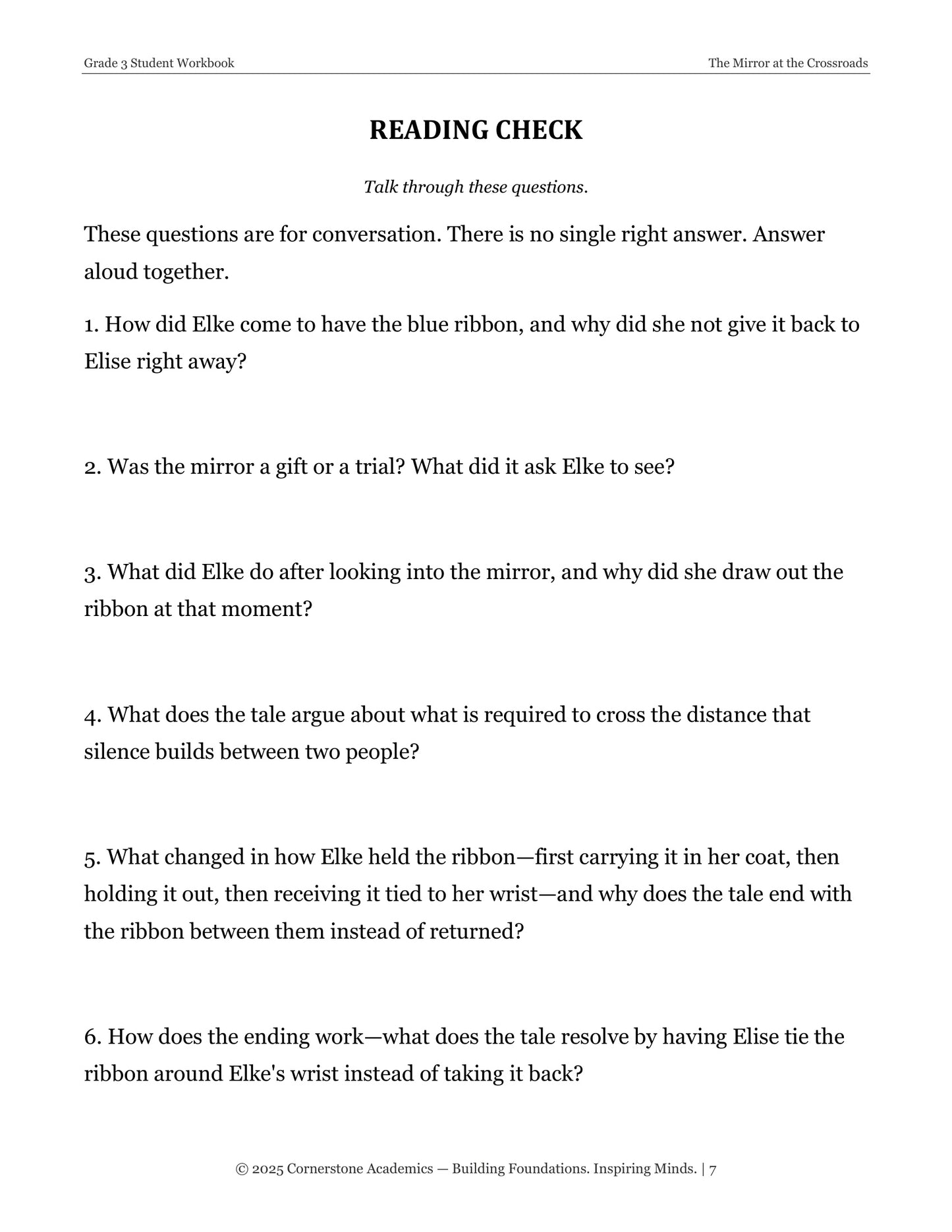 The Mirror at the Crossroads and Other Fairy Tales | Grade 3 Classical Literature Packet | Cornerstone Academics