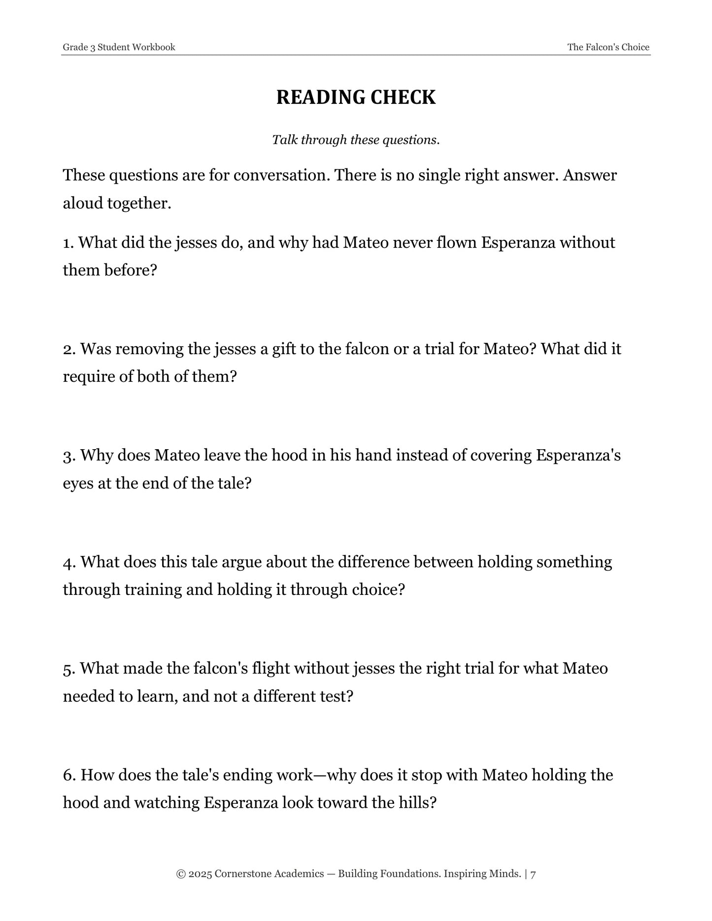 The Falcon's Choice and Other Fairy Tales | Grade 3 Classical Literature Packet | Cornerstone Academics
