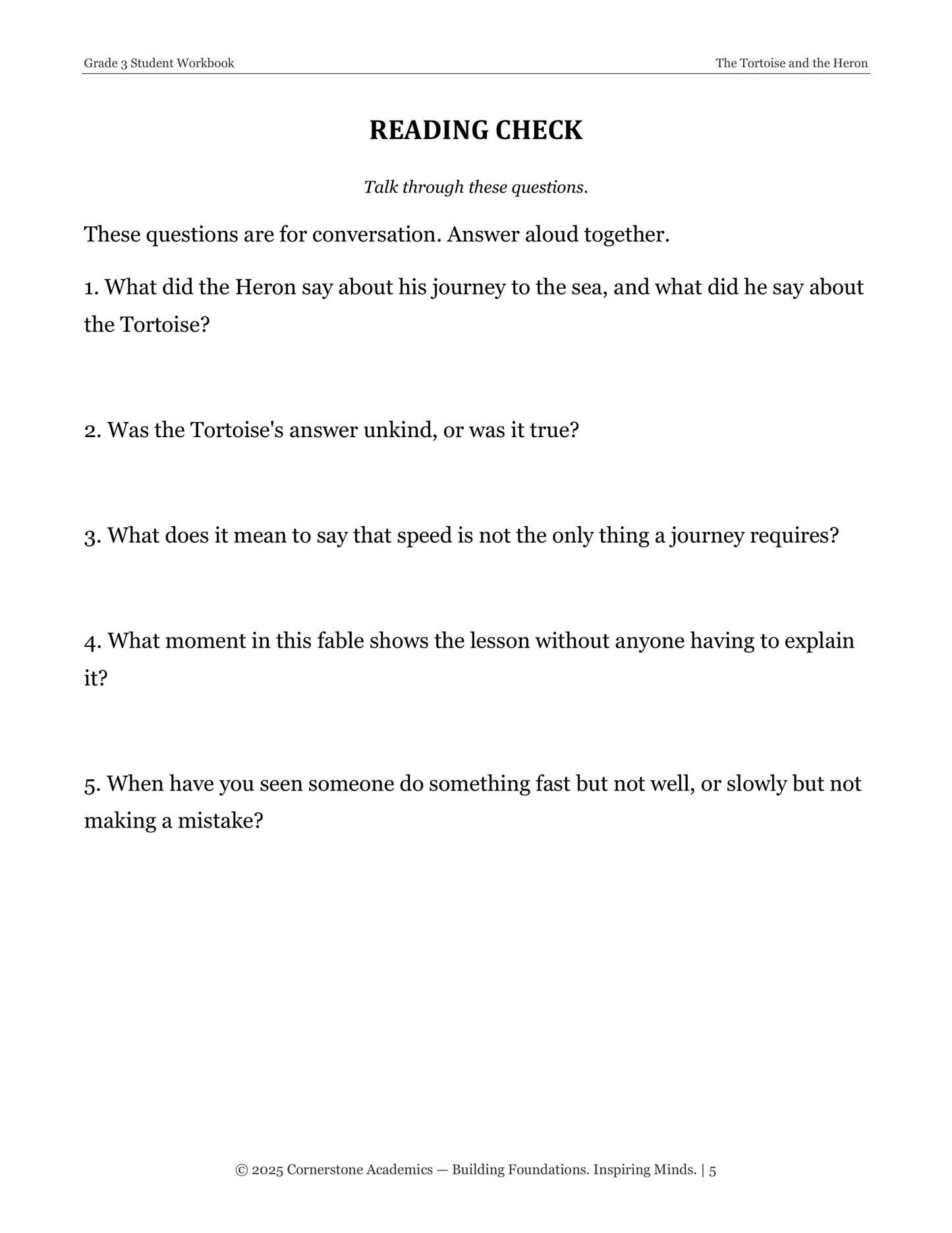The Tortoise and the Heron and Other Fables | Grade 3 Classical Literature Packet | Cornerstone Academics