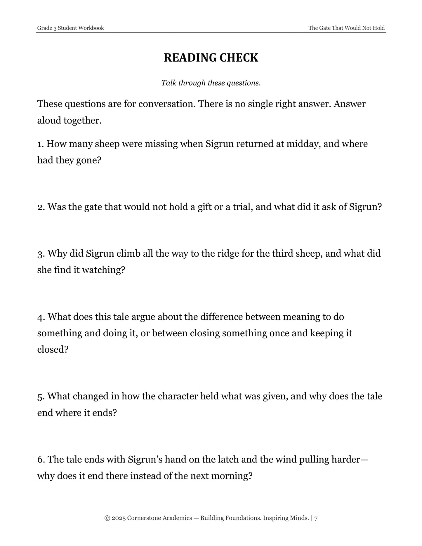 The Gate That Would Not Hold and Other Fairy Tales | Grade 3 Classical Literature Packet | Cornerstone Academics