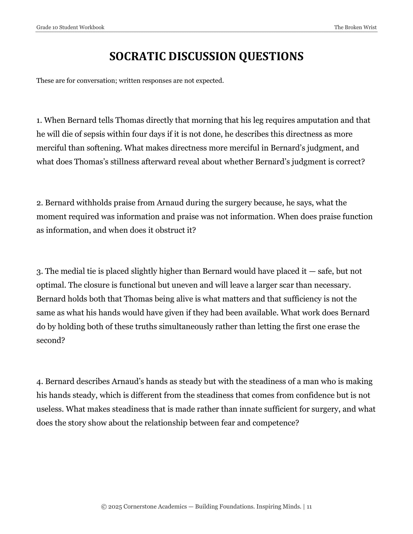 The Broken Wrist | Grade 10 Classical Literature Packet | Cornerstone Academics