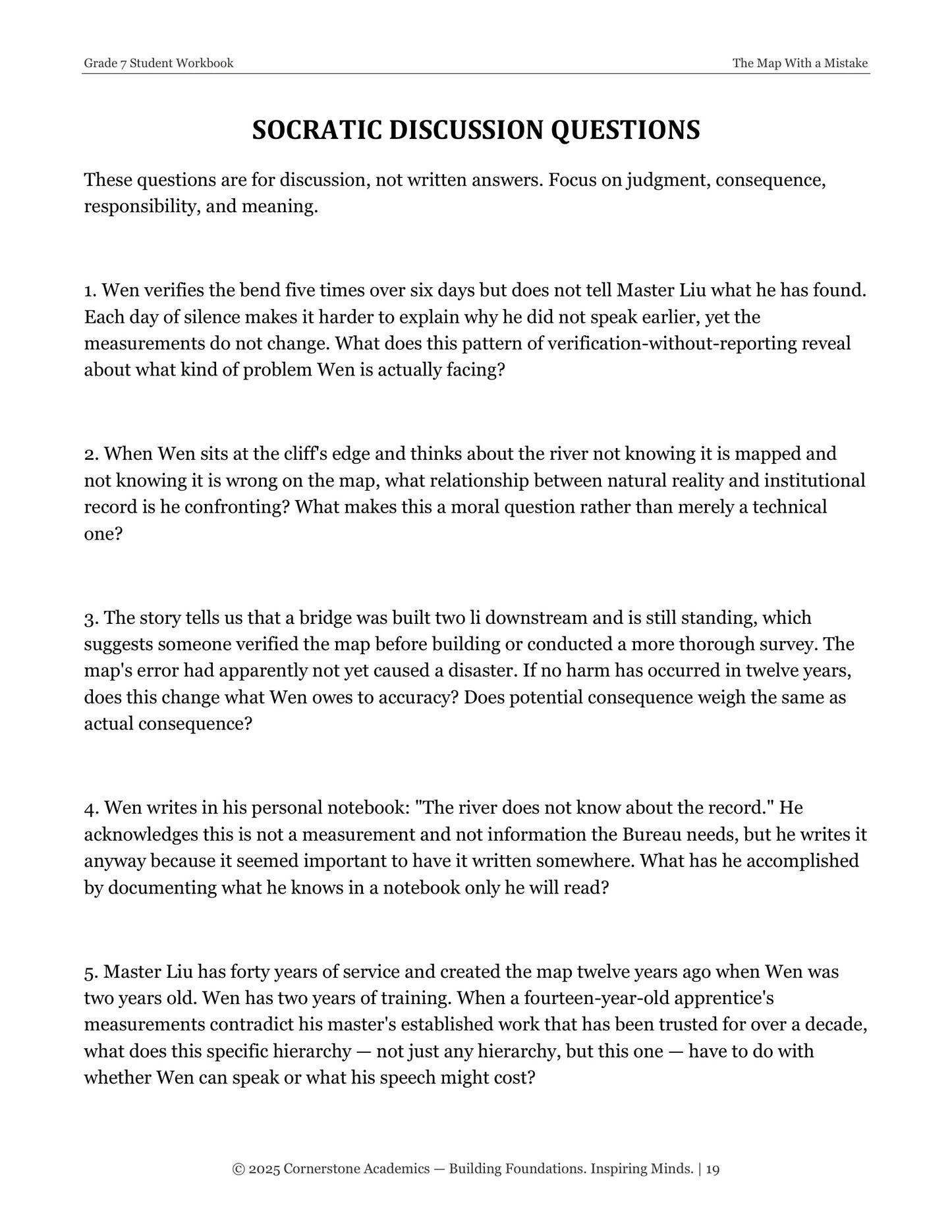 The Map With a Mistake | Grade 7 Classical Literature Packet | Cornerstone Academics