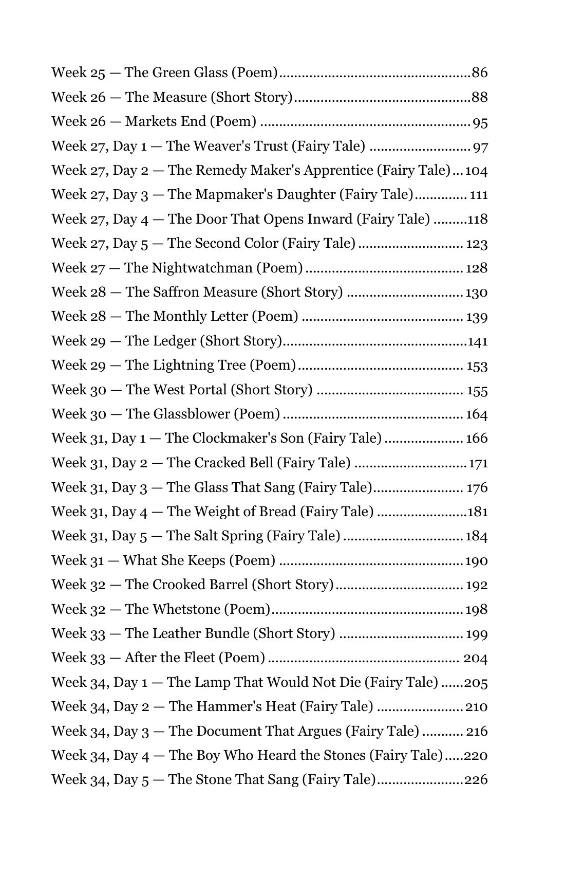 Table of contents, continued from Grade 4 Literature Student Anthology Set, Grade 4 homeschool curriculum