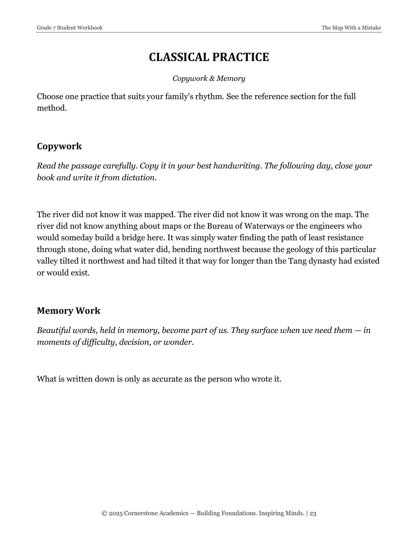 The Map With a Mistake | Grade 7 Classical Literature Packet | Cornerstone Academics