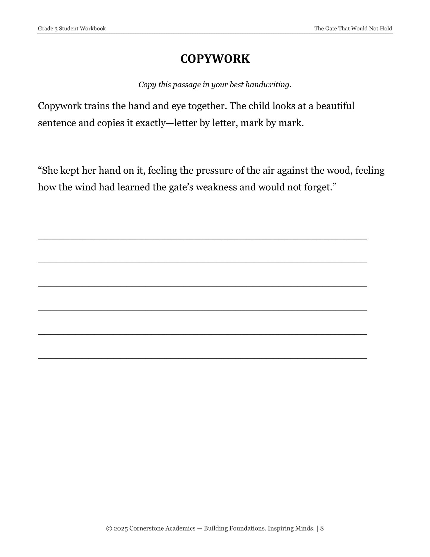 The Gate That Would Not Hold and Other Fairy Tales | Grade 3 Classical Literature Packet | Cornerstone Academics