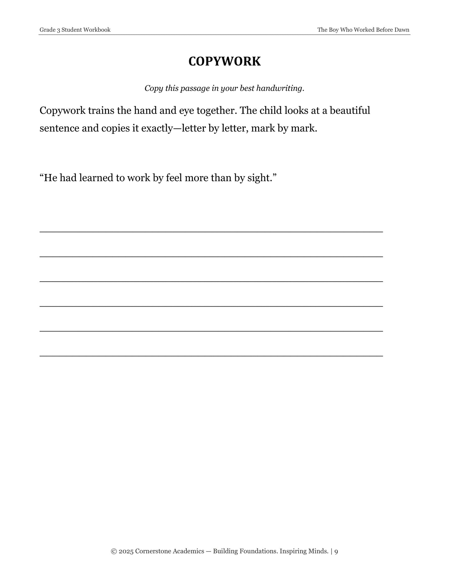 The Boy Who Worked Before Dawn and Other Fairy Tales | Grade 3 Classical Literature Packet | Cornerstone Academics