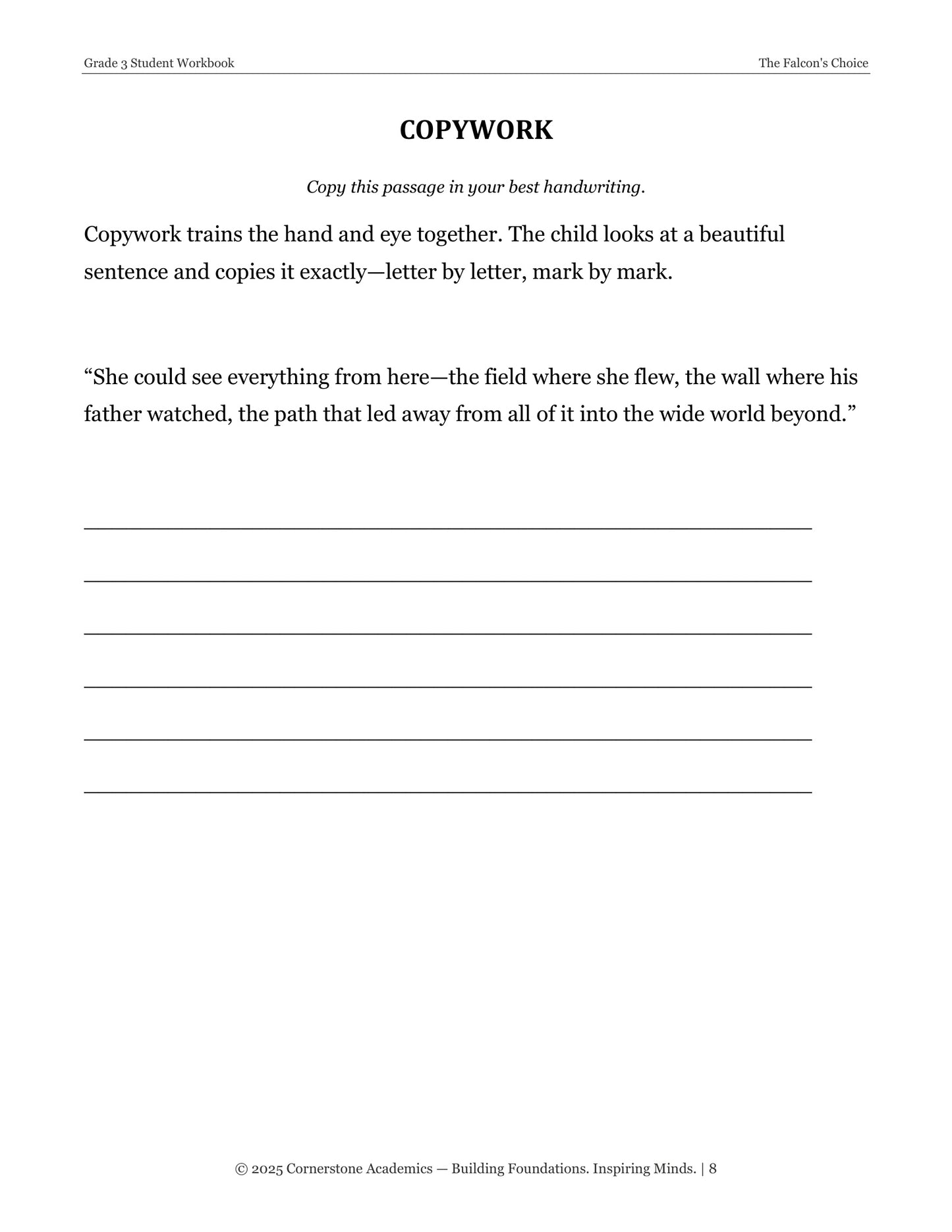 The Falcon's Choice and Other Fairy Tales | Grade 3 Classical Literature Packet | Cornerstone Academics