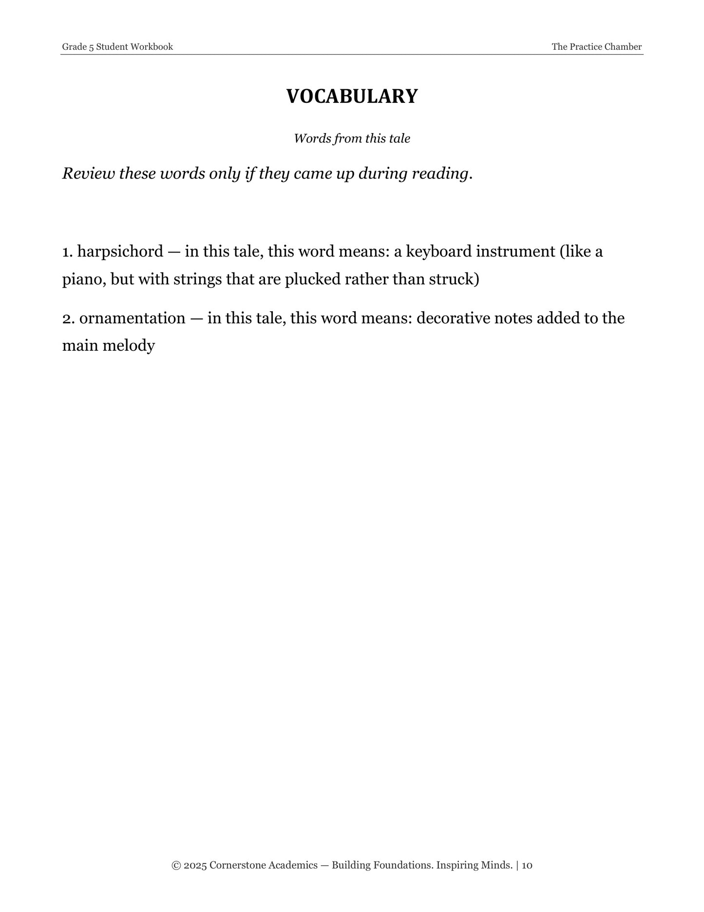 The Practice Chamber and Other Fairy Tales | Grade 5 Classical Literature Packet | Cornerstone Academics