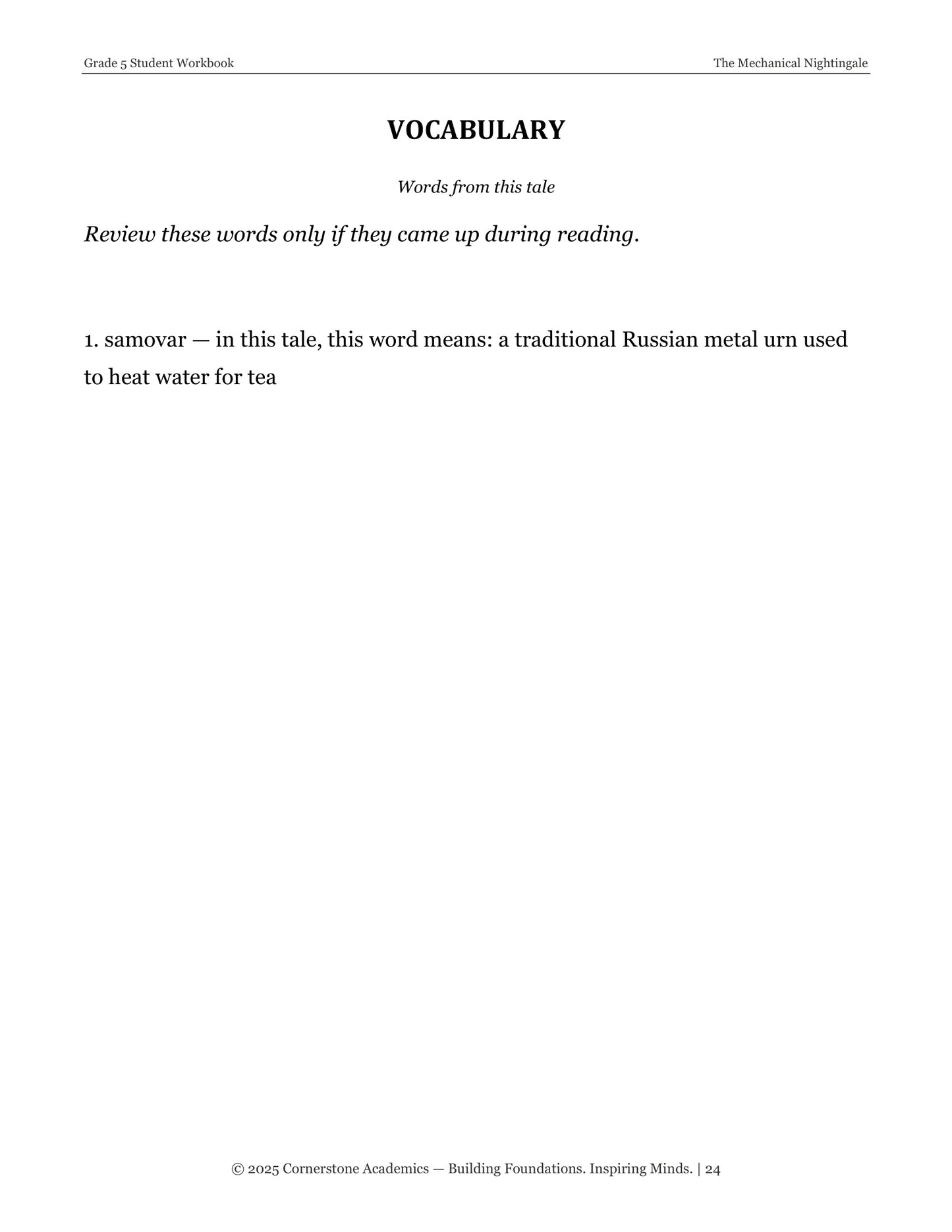 The Manuscript of Night and Other Fairy Tales | Grade 5 Classical Literature Packet | Cornerstone Academics