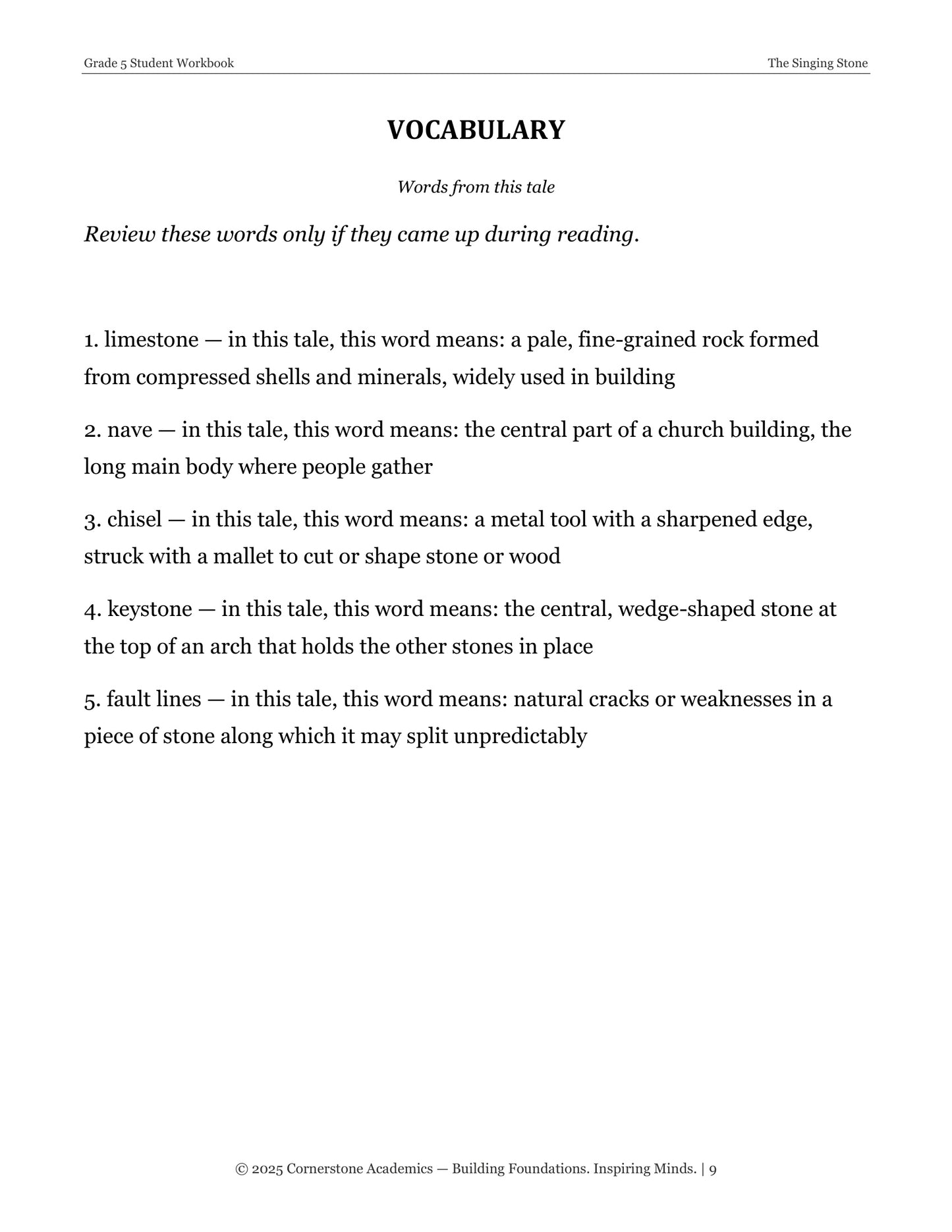 The Singing Stone and Other Fairy Tales | Grade 5 Classical Literature Packet | Cornerstone Academics