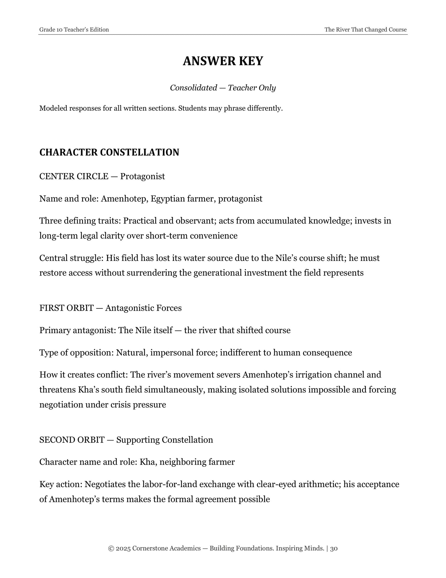 The River That Changed Course | Grade 10 Classical Literature Packet | Cornerstone Academics
