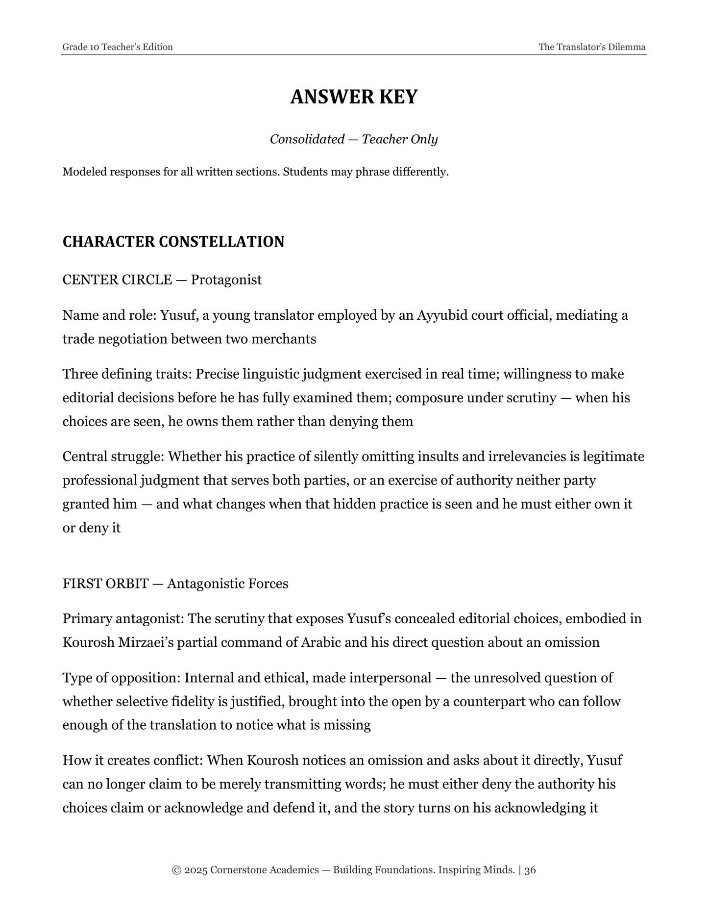 The Translator's Dilemma | Grade 10 Classical Literature Packet | Cornerstone Academics