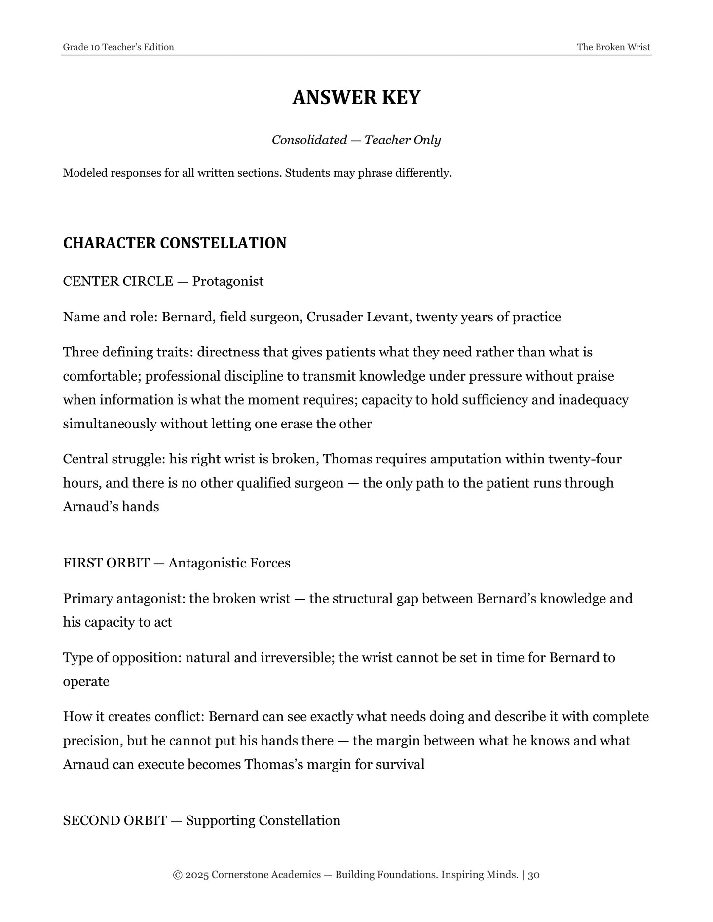 The Broken Wrist | Grade 10 Classical Literature Packet | Cornerstone Academics